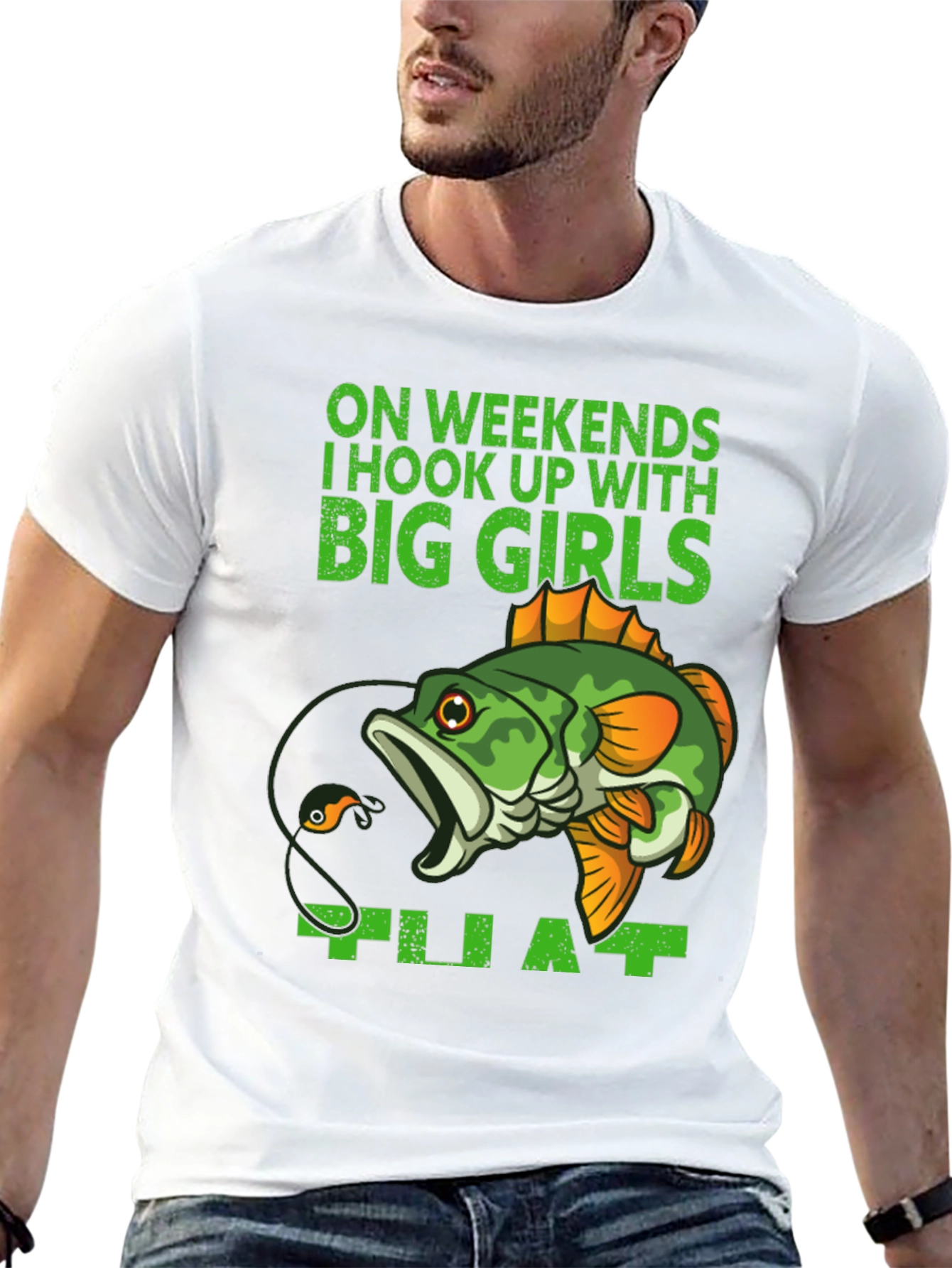 Black Fishing Hook Up Funny Graphic T-Shirt view 13