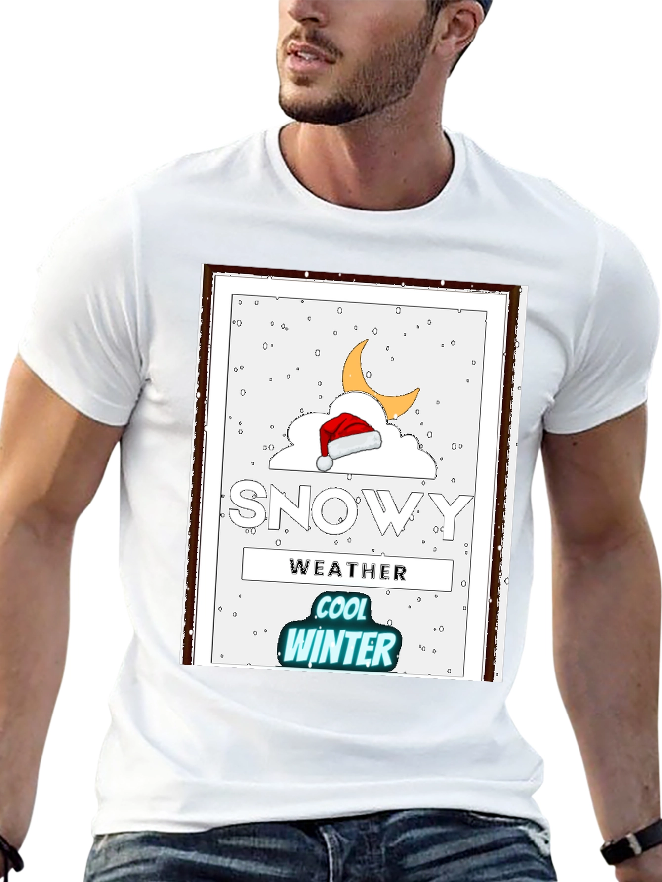 Black Snowy Weather Cool Winter T-Shirt view 13