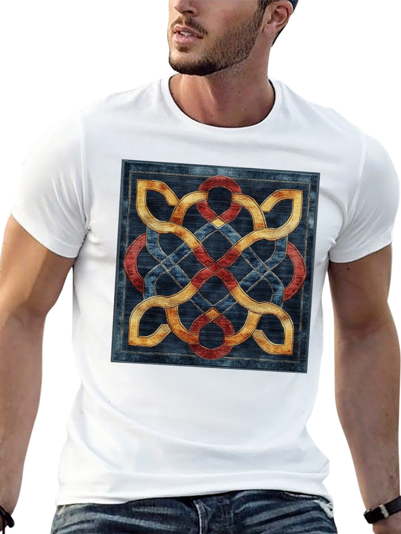Black Celtic Knot T-Shirt - Intricate Woven Design view 13