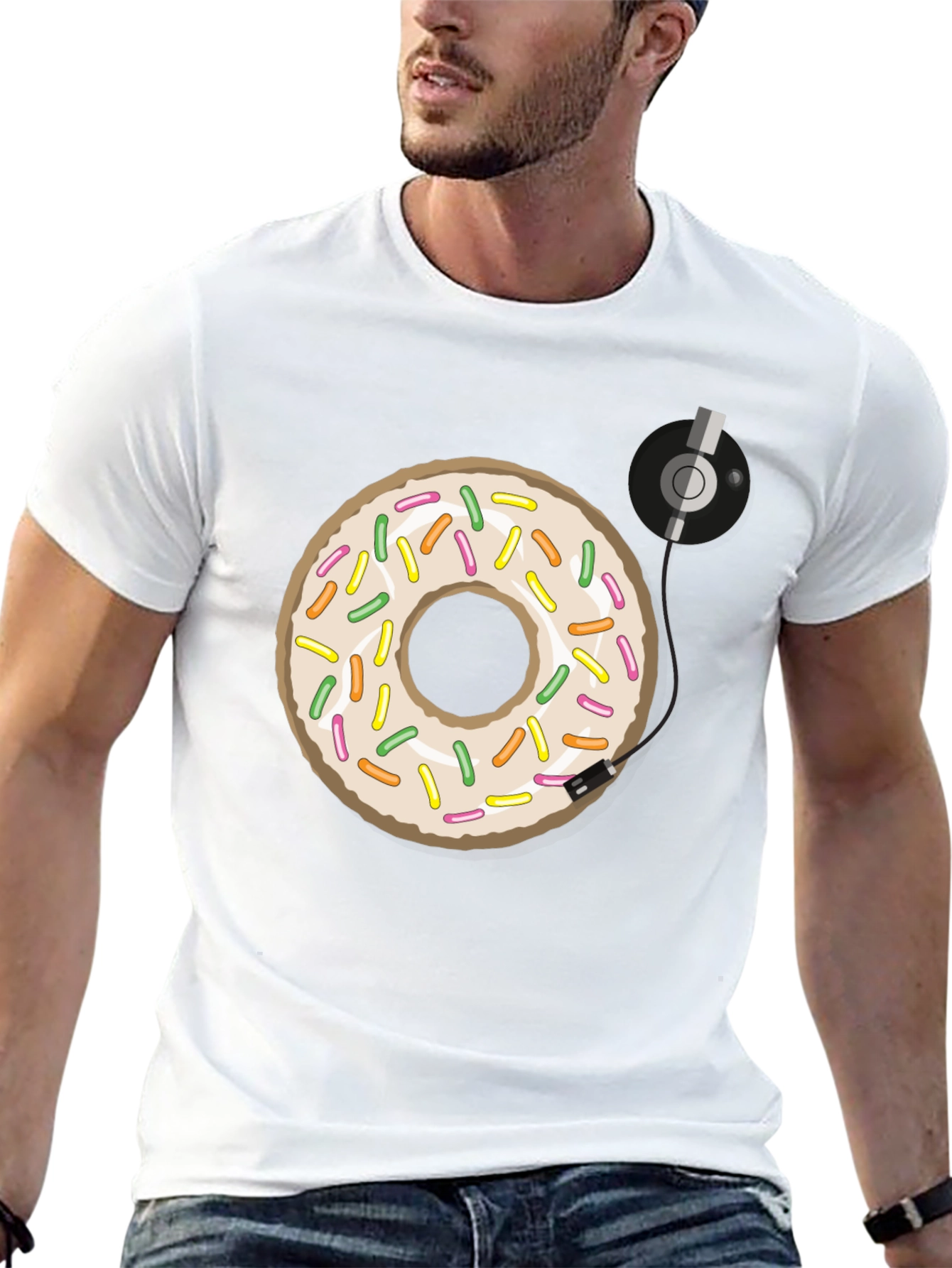 Black Donut Turntable Graphic Tee - Sweet & Groovy Style view 13