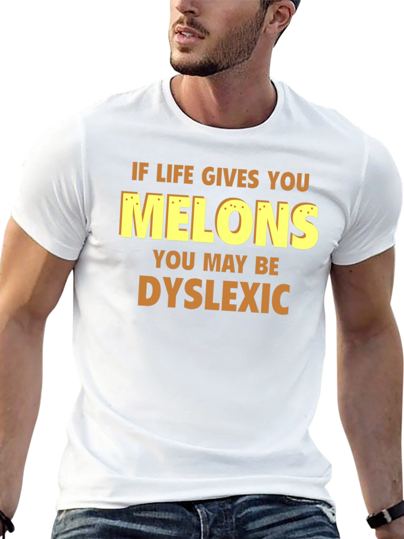 Black Dyslexic Melons Graphic T-Shirt - Funny Humor Tee view 13
