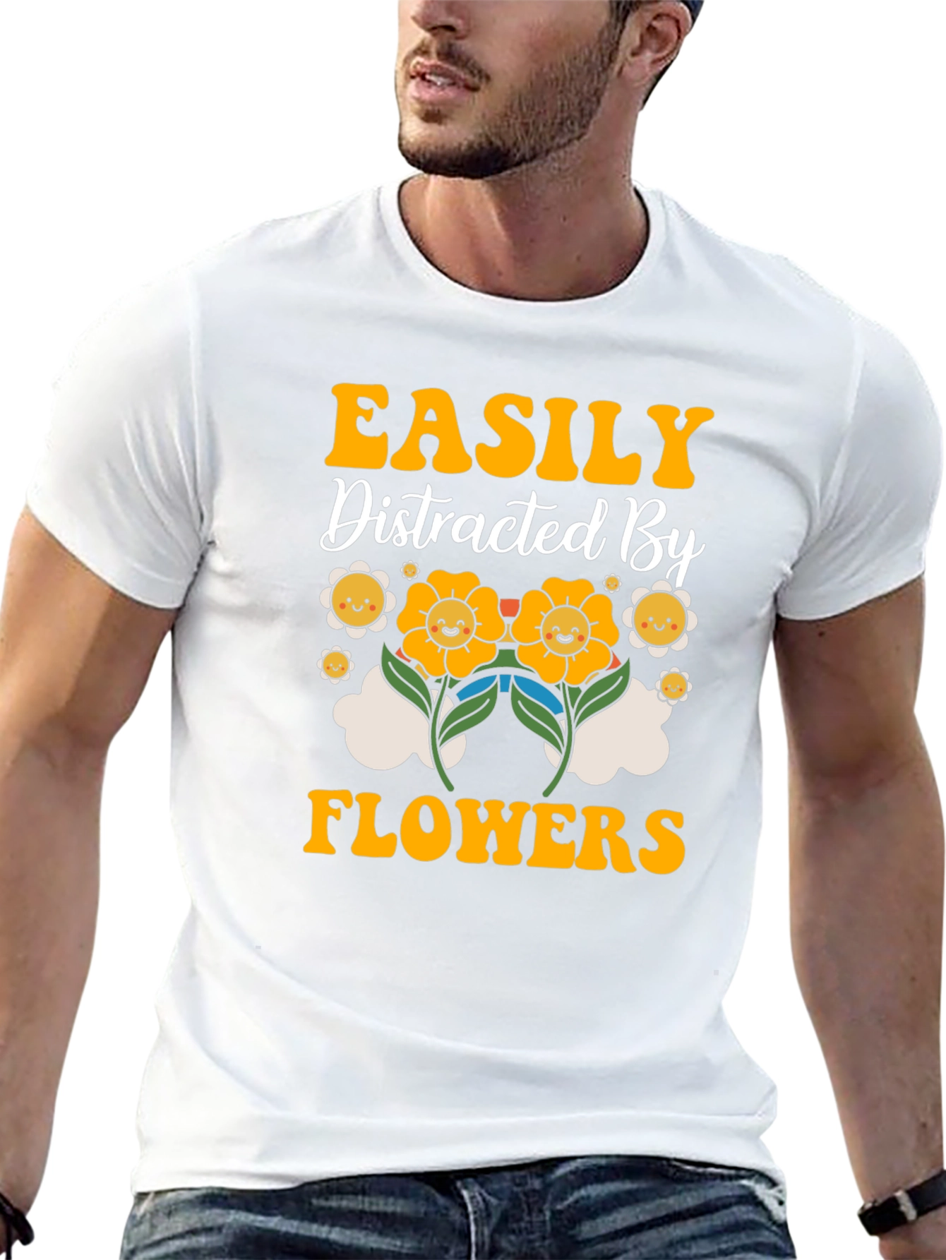 Black Easily Distracted By Flowers Graphic T-Shirt view 13