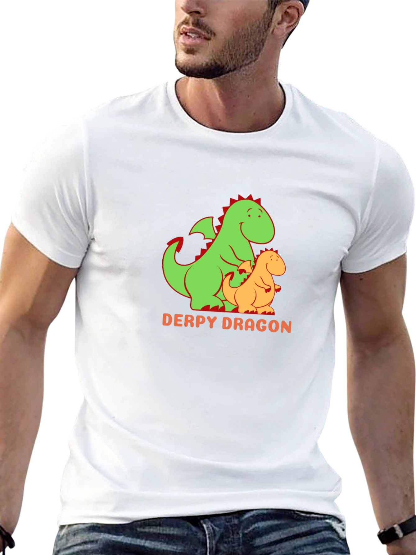 Black Derpy Dragon Graphic Tee - Black Cotton T-Shirt view 13