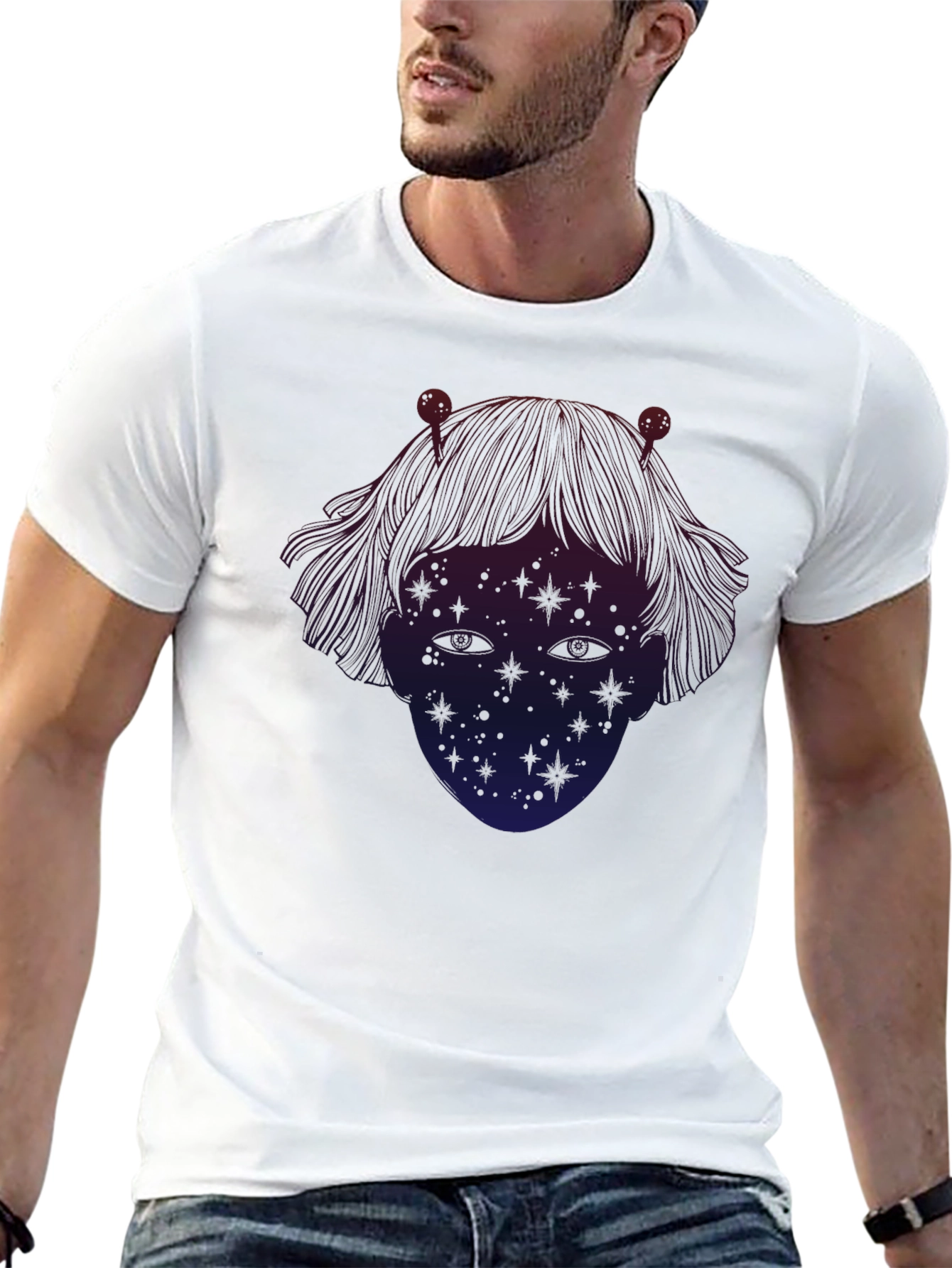 Cosmic Girl T-Shirt - Black - Unique Starry Design - 13