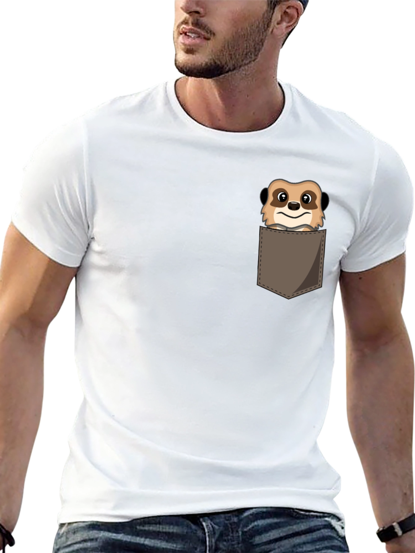 Black Meerkat Pocket T-Shirt - Novelty Animal Tee view 13