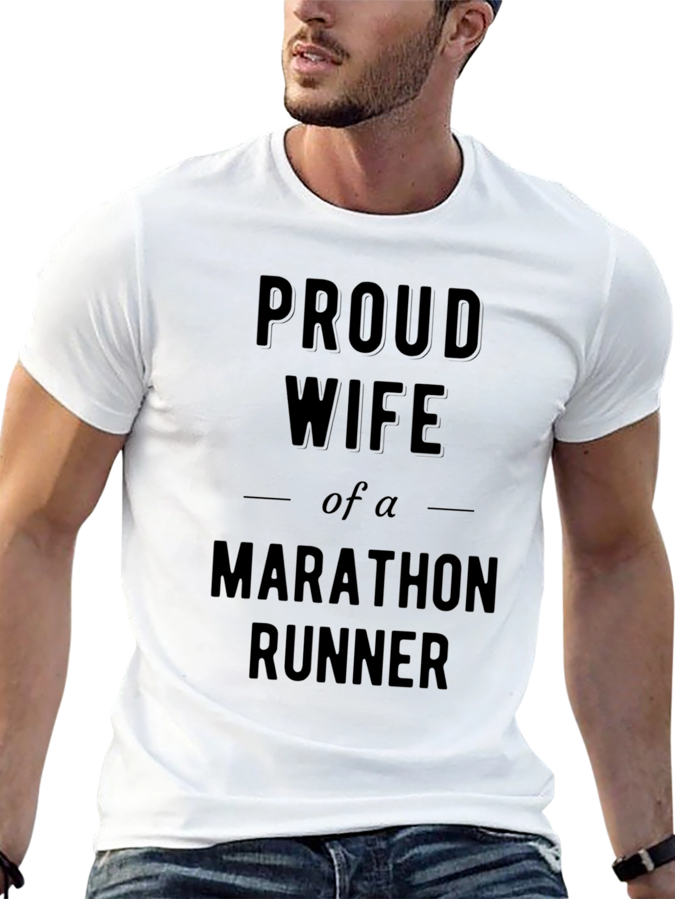Black Proud Wife of a Marathon Runner T-Shirt view 13