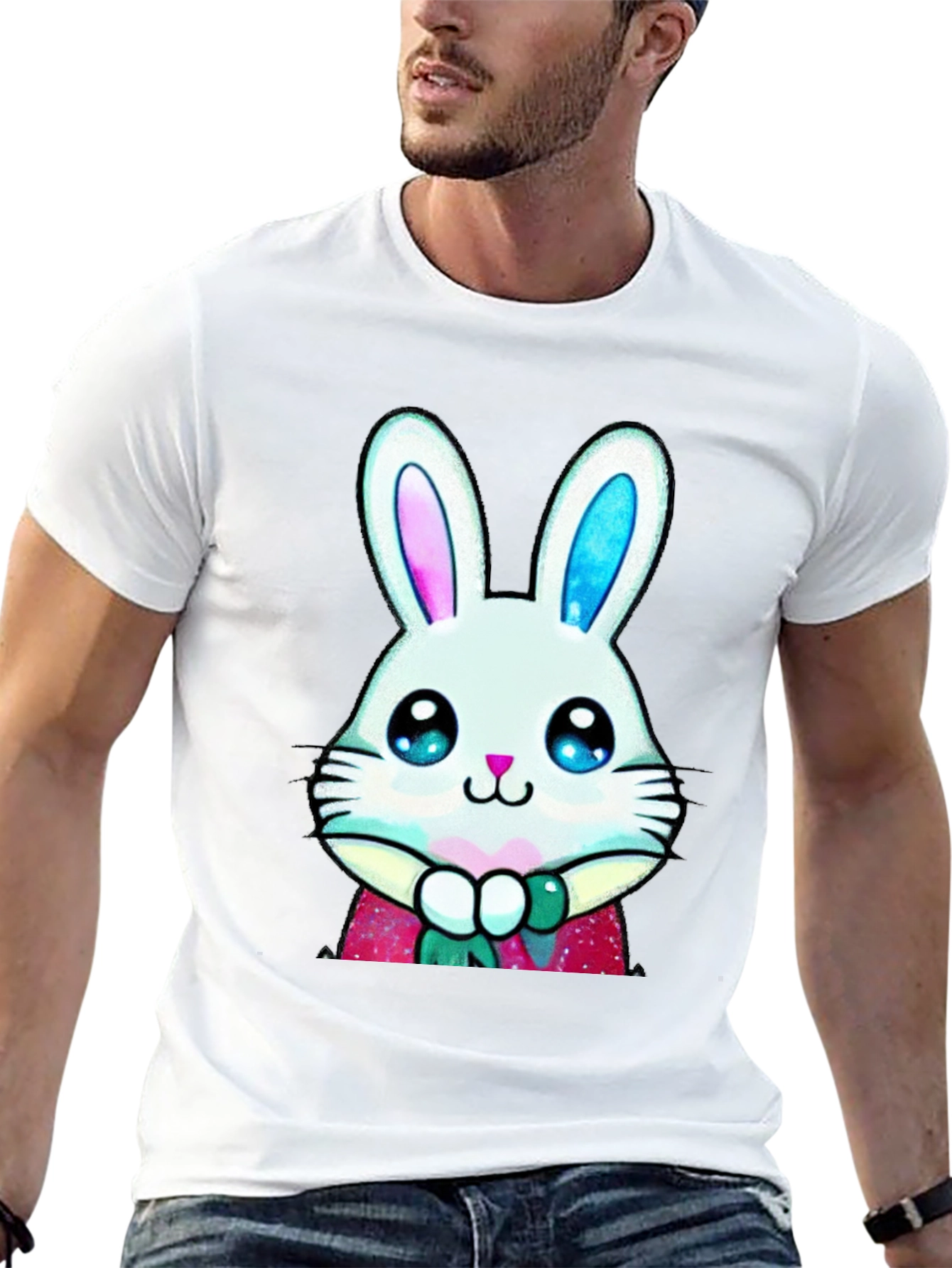 Black Cute Bunny Graphic Tee - Easter Style view 13