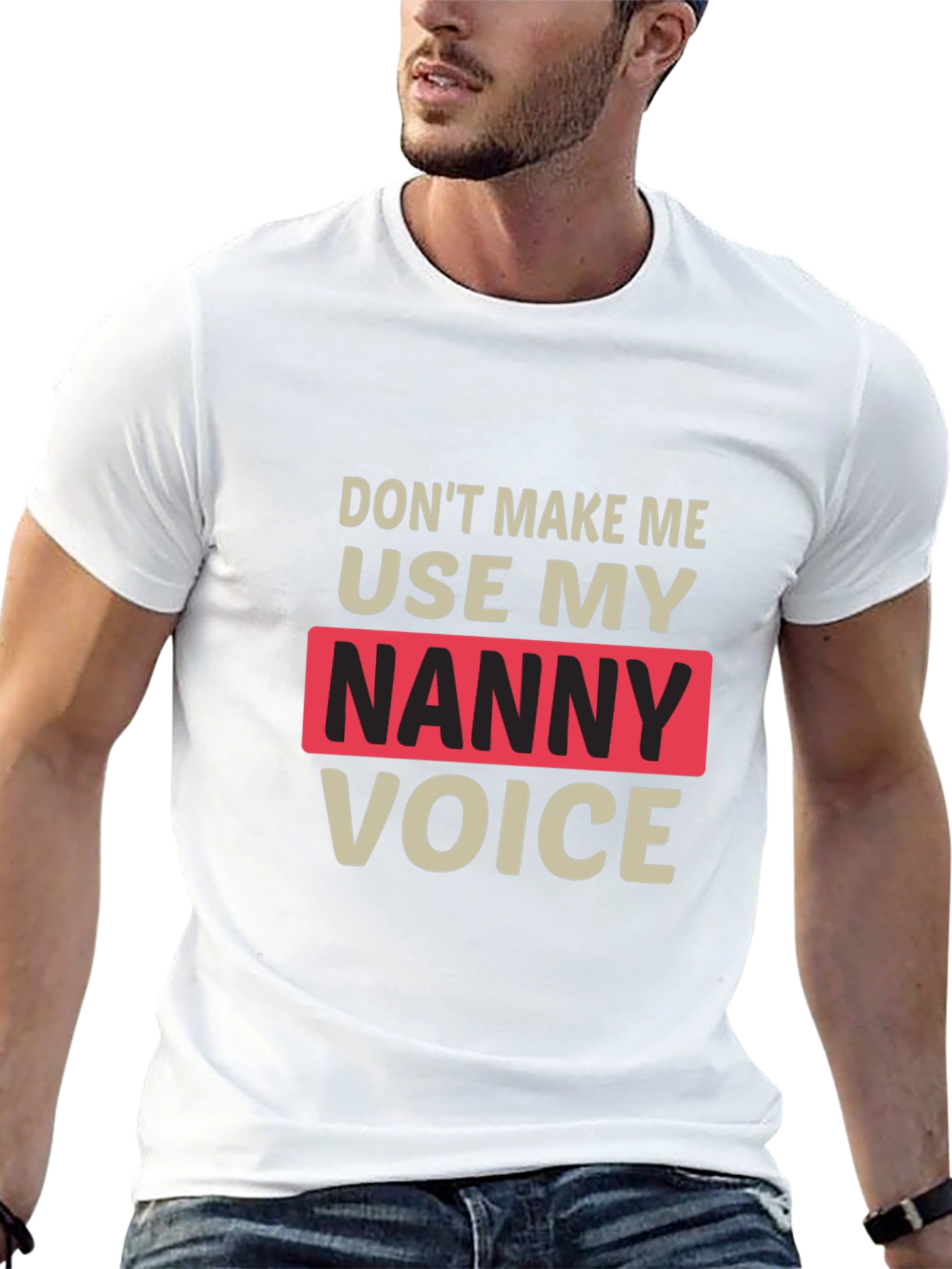 Black Funny Nanny Voice T-Shirt - Novelty Graphic Tee for Nannies view 13