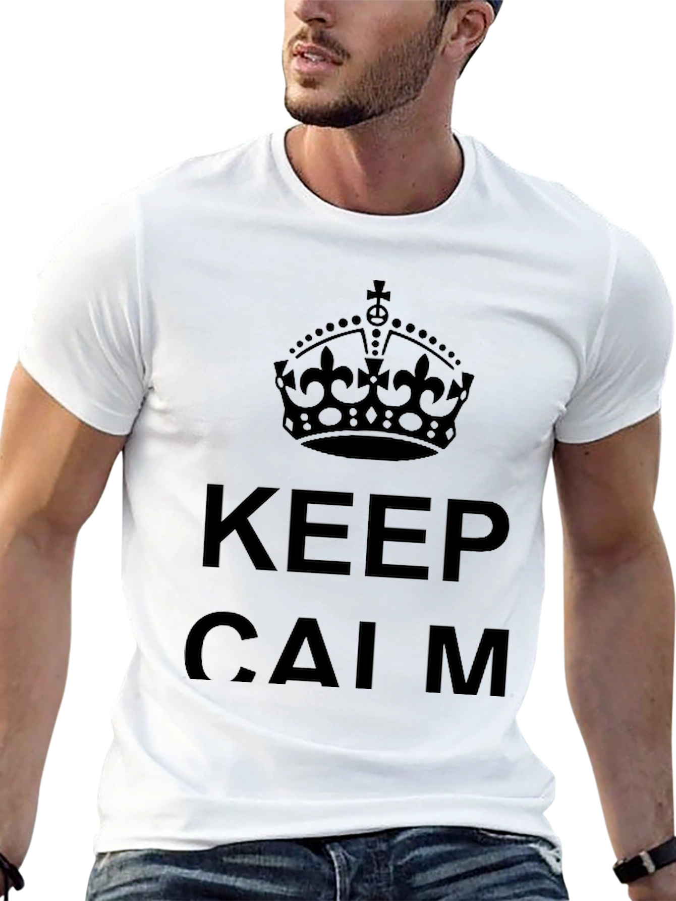 Black Keep Calm Crown Graphic Tee - Black view 13