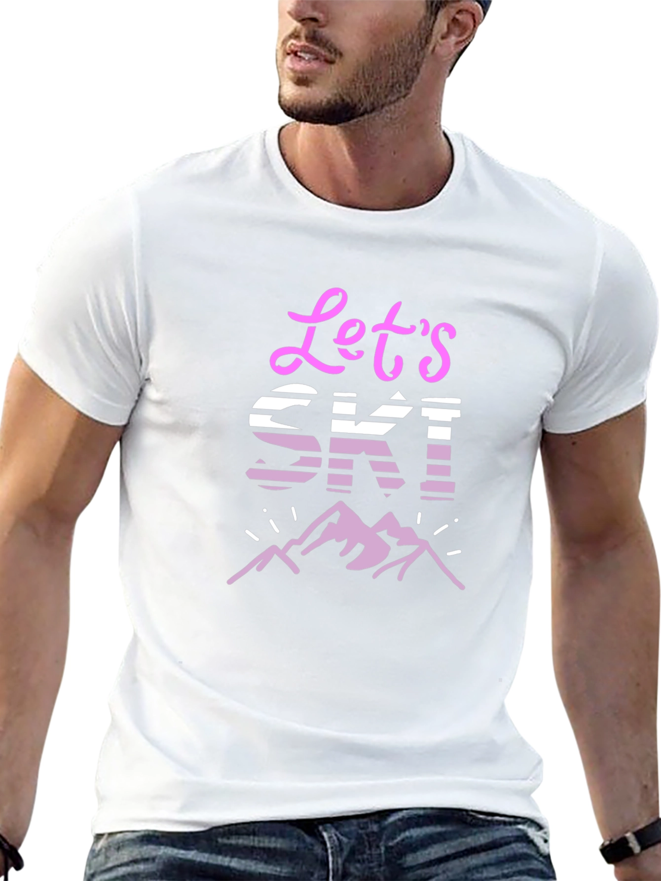 Black Let's Ski! Graphic Tee - Mountain Adventure T-Shirt view 13