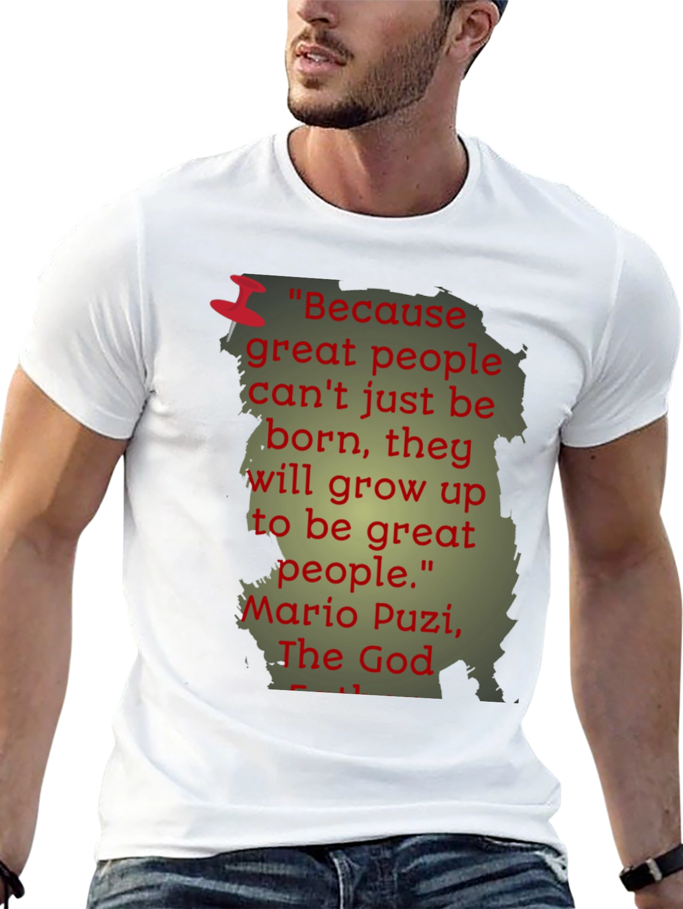 Black Inspiring Quote T-Shirt - Mario Puzi view 13