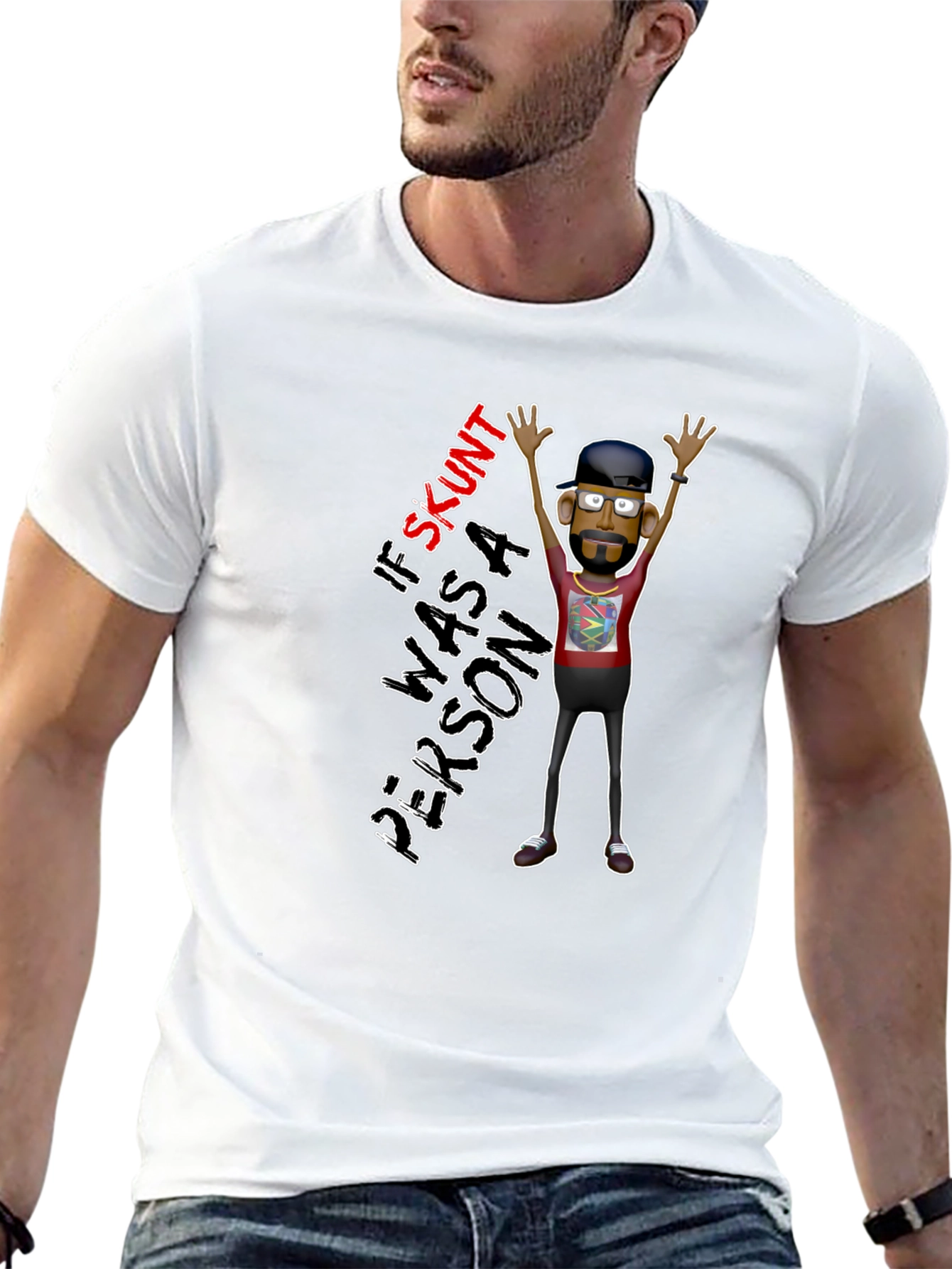 Black Skunt Person Graphic Tee - Funny Novelty Shirt view 13