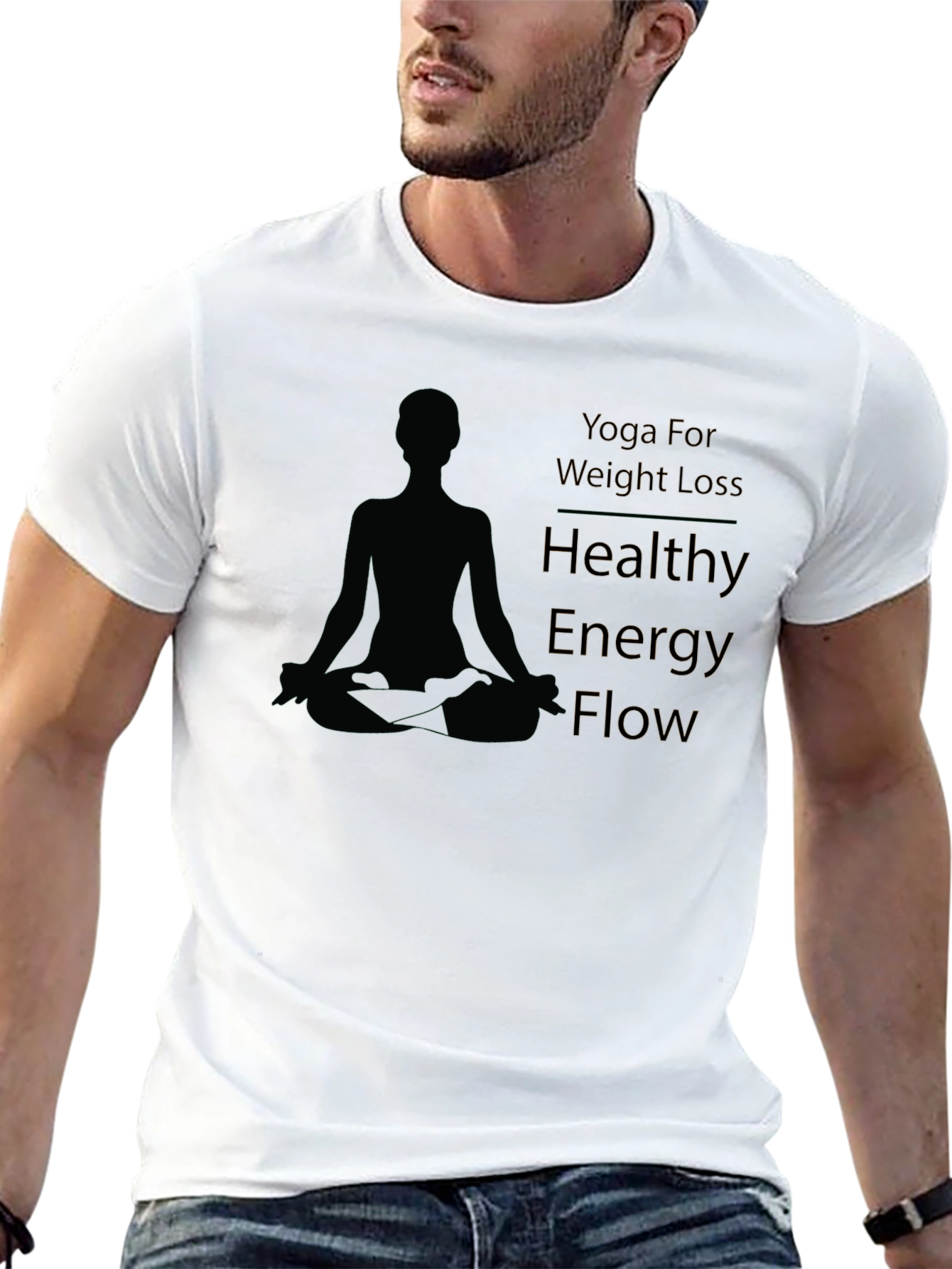 Black Yoga Weight Loss Healthy Energy Flow Graphic Tee view 13