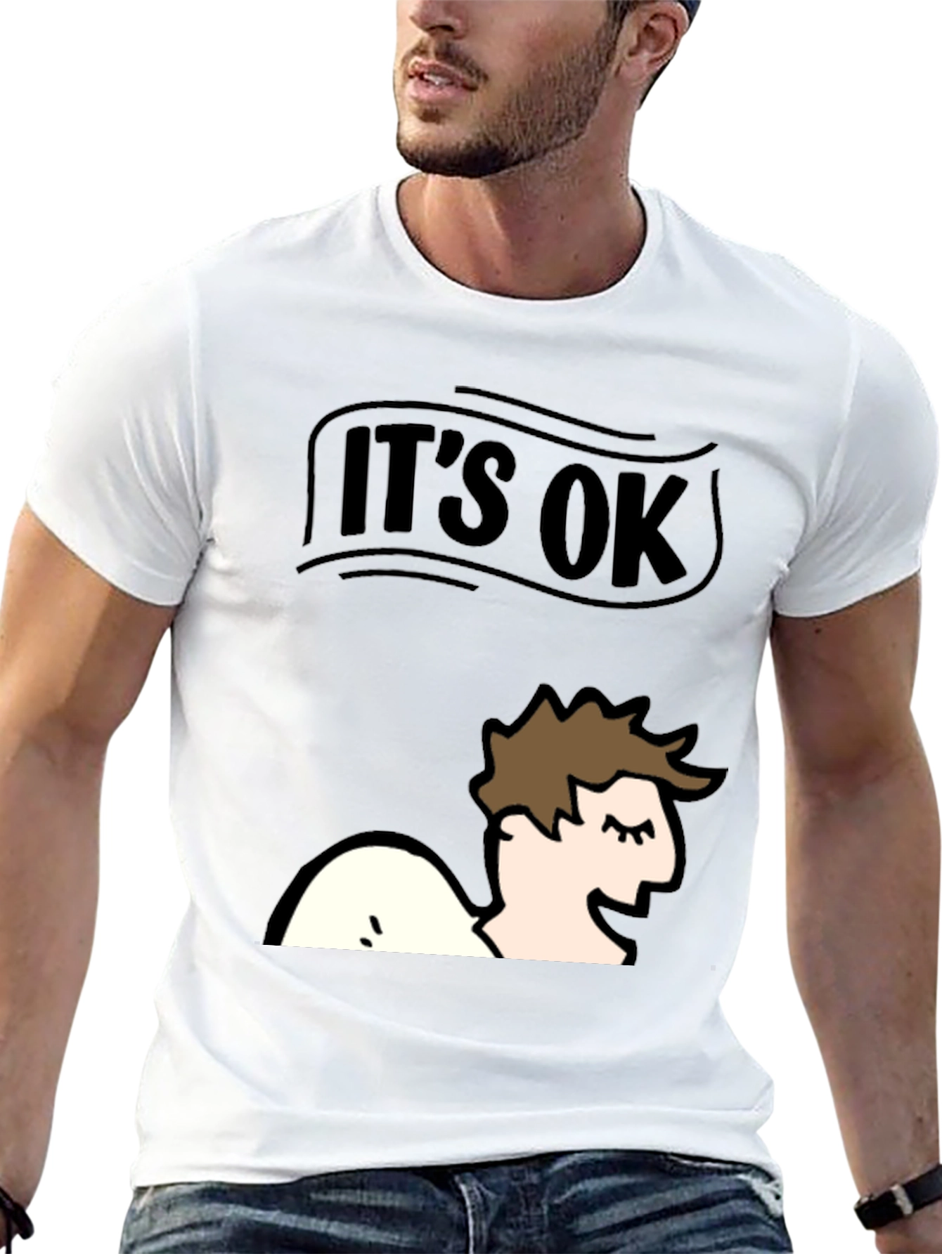 Black It's Ok T-Shirt - Funny Graphic Tee view 13