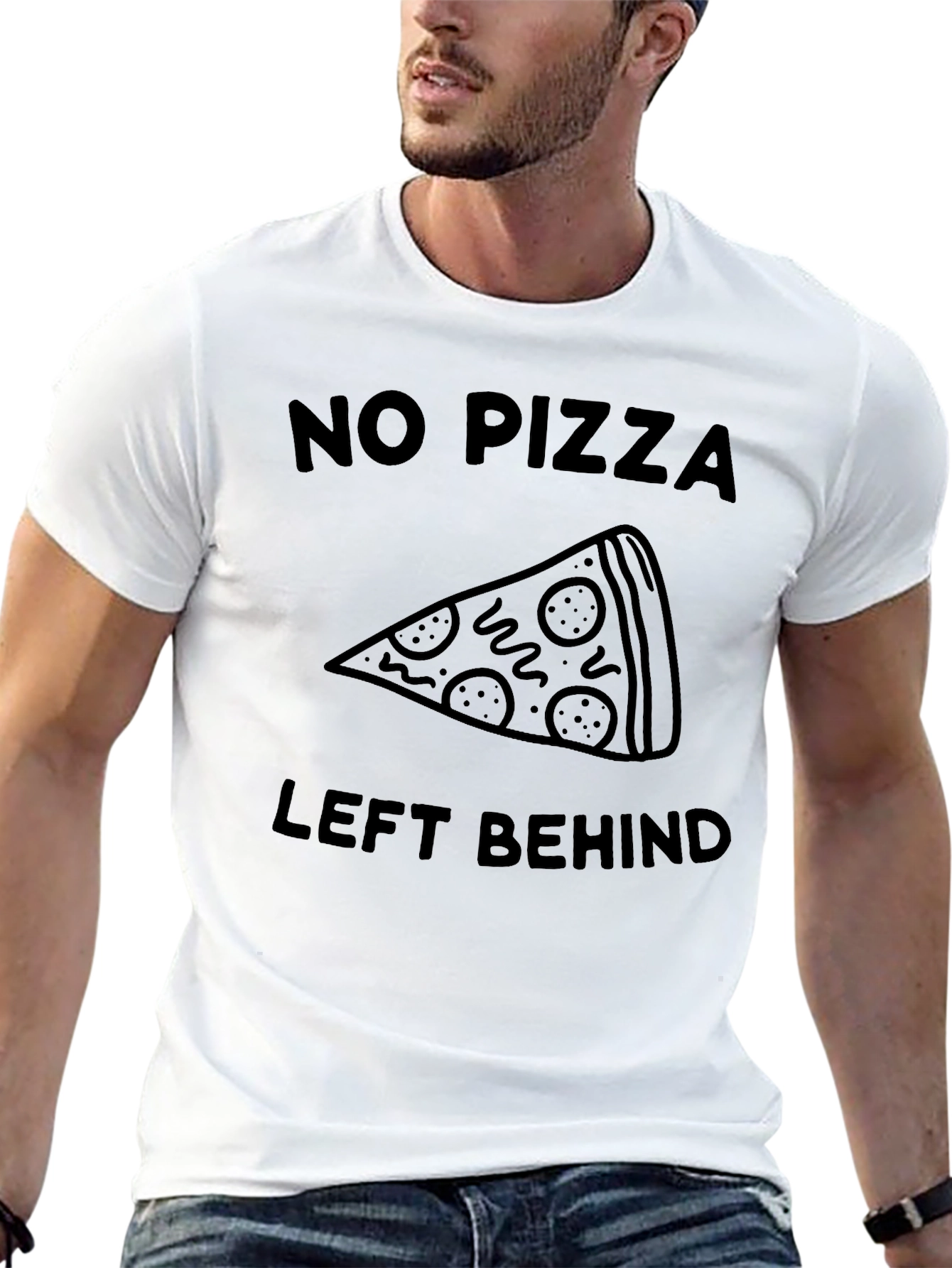 Black No Pizza Left Behind T-Shirt - Funny Foodie Tee view 13