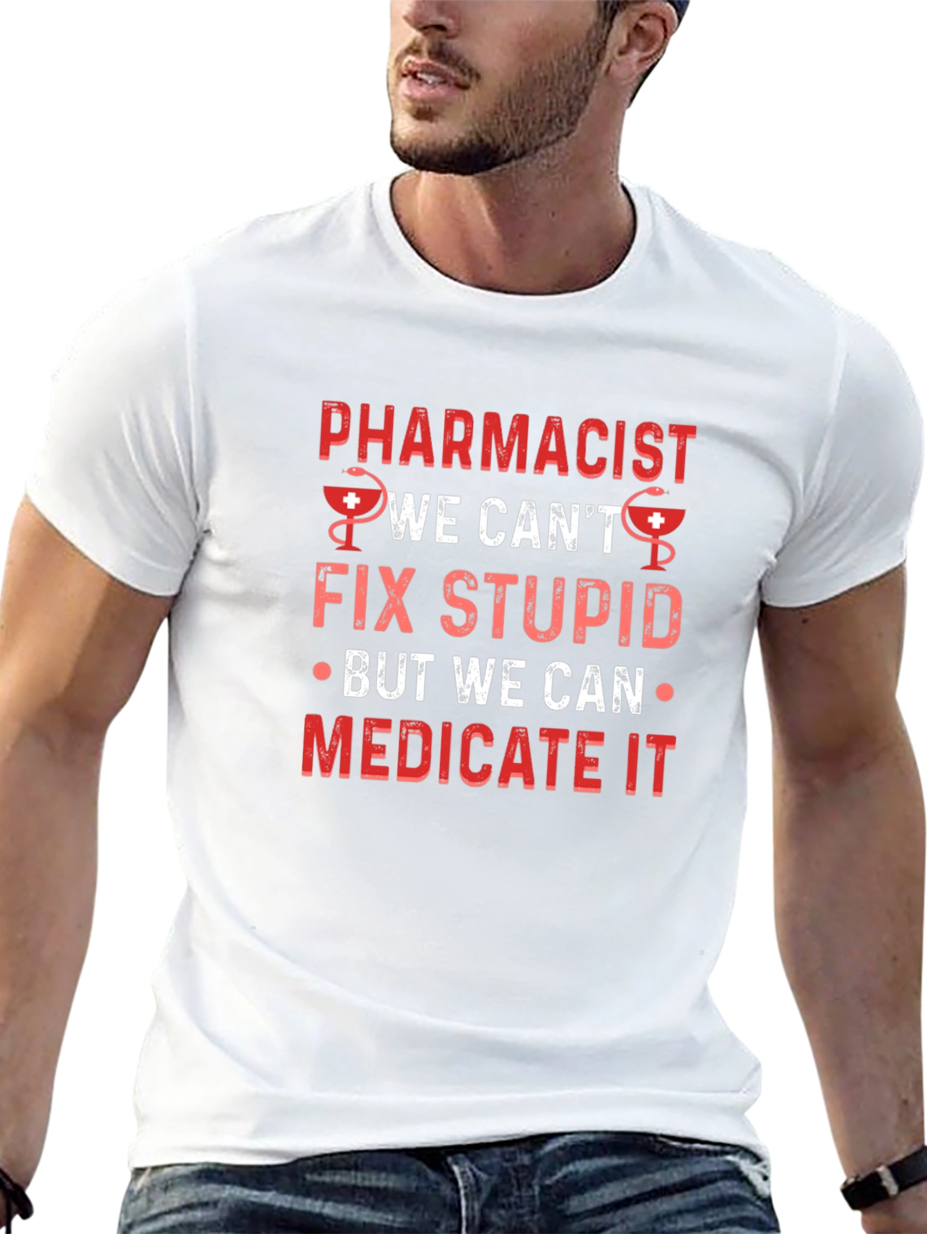 Black Pharmacist Fix Stupid T-Shirt - Medicate It Funny Tee view 13