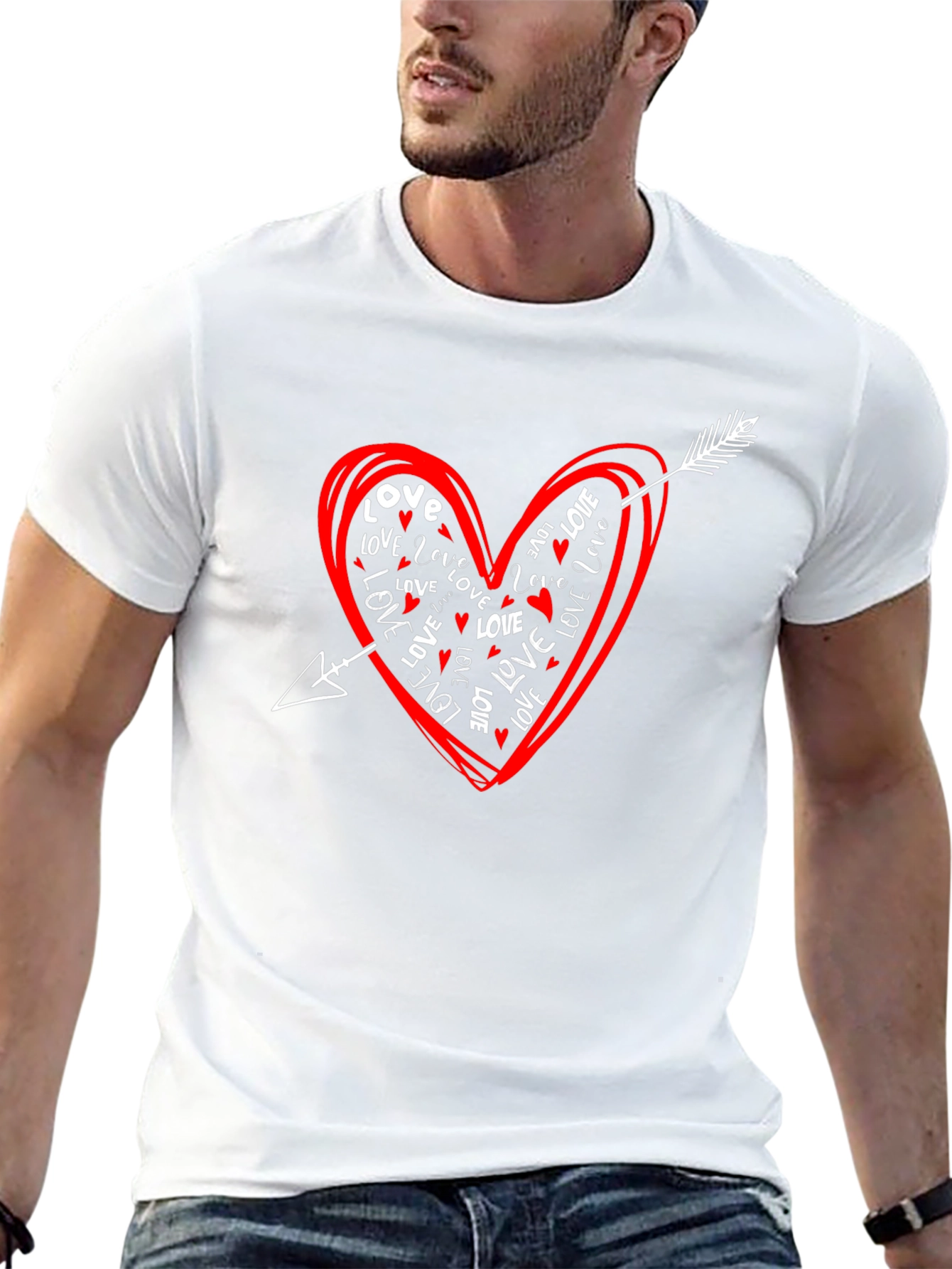 Black Love Heart Arrow Graphic Tee - Black Casual Shirt view 13
