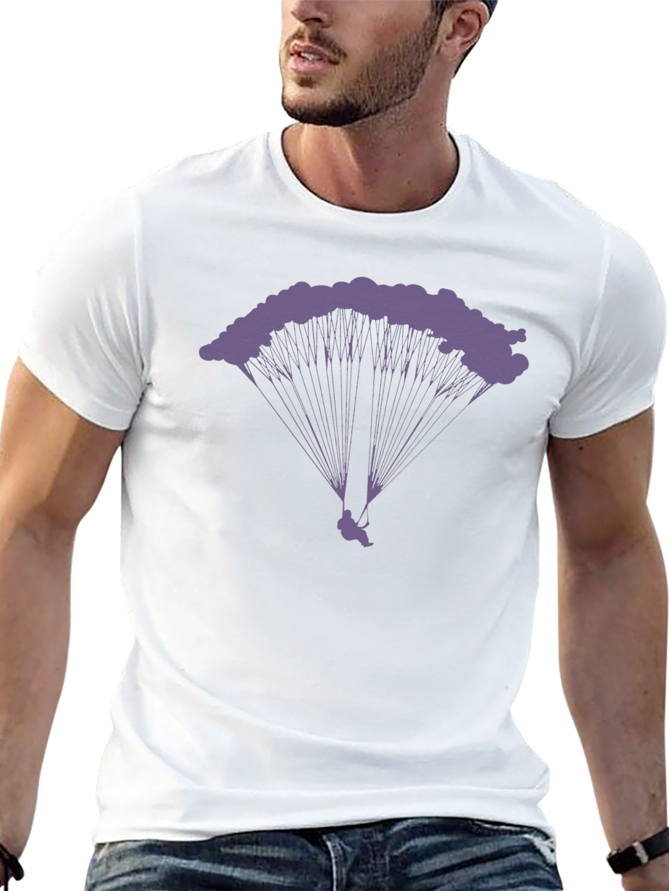 Black Parachute T-Shirt - Skydiving Graphic Tee view 13