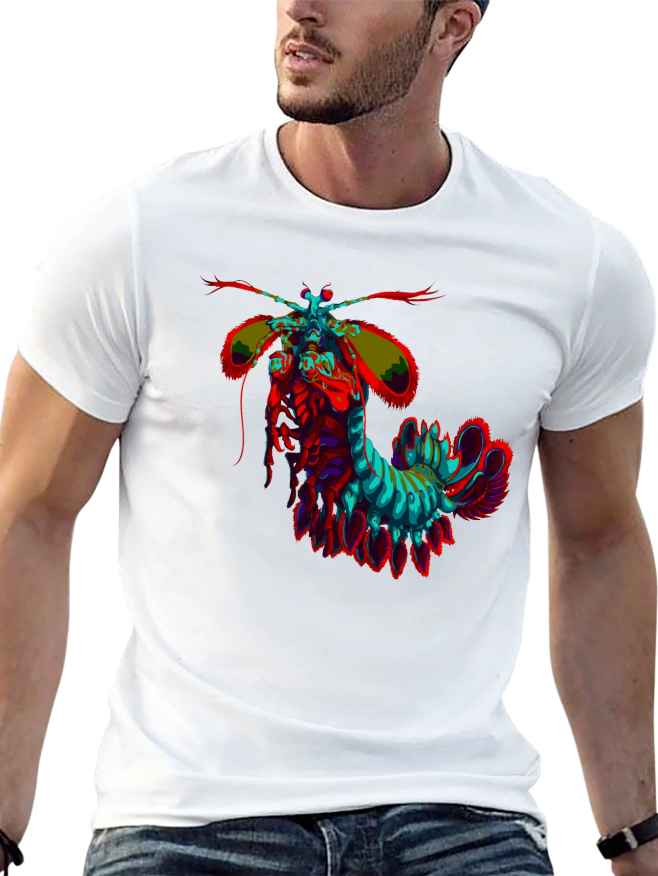 Black Psychedelic Mantis Shrimp Graphic Tee view 13