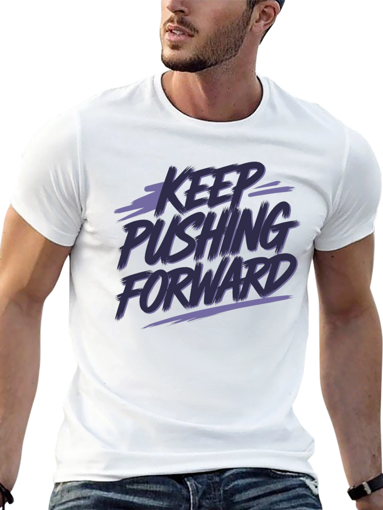 Black Keep Pushing Forward Graphic Tee view 13