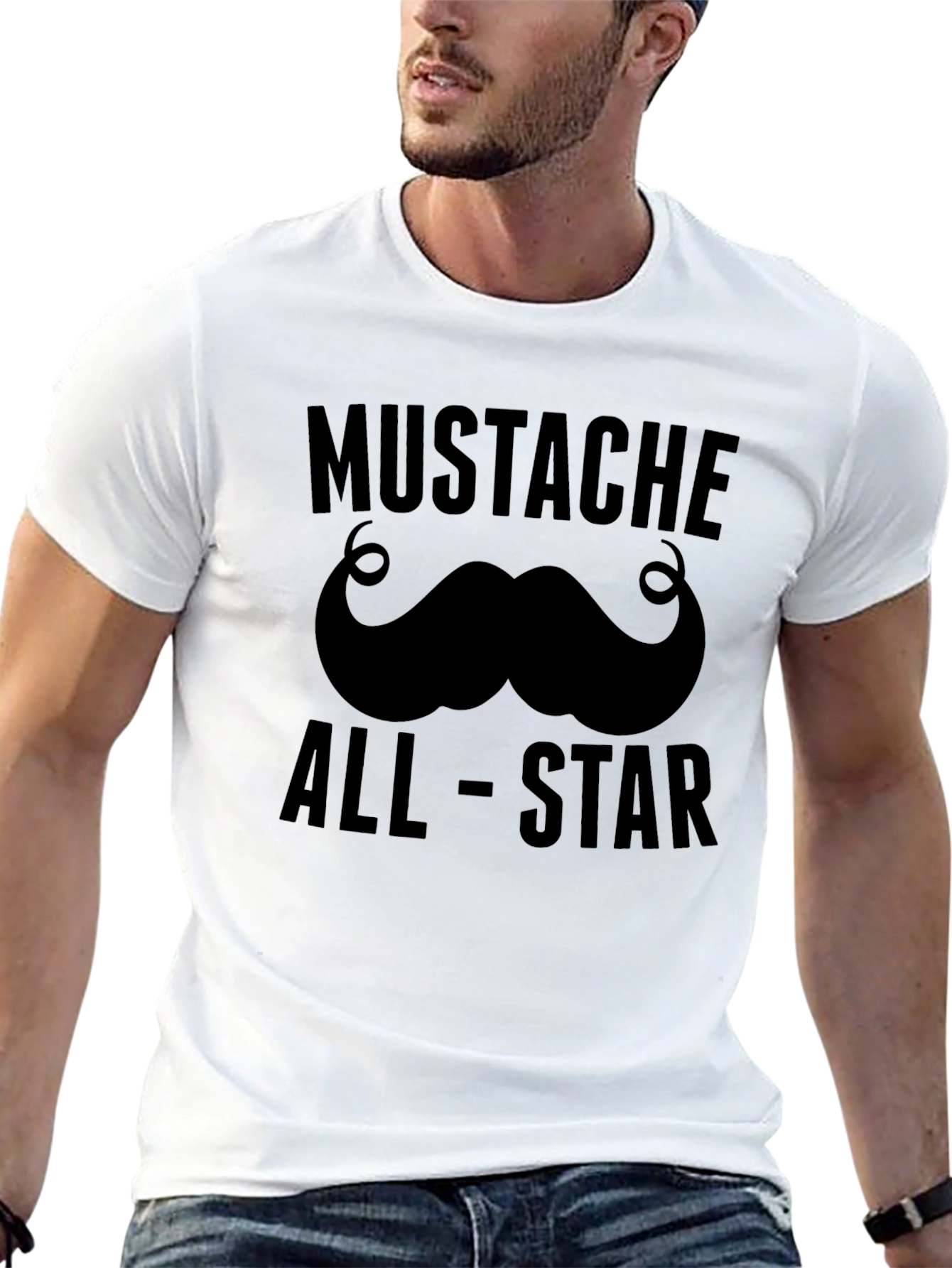 Black Mustache All-Star Graphic Tee - Black Cotton Casual view 13