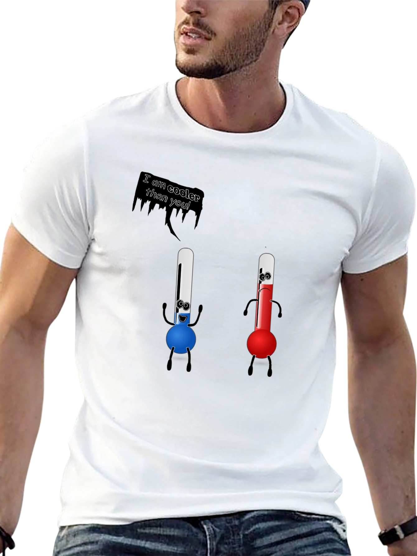 Black Cooler Than You T-Shirt - Funny Thermometer Tee view 13