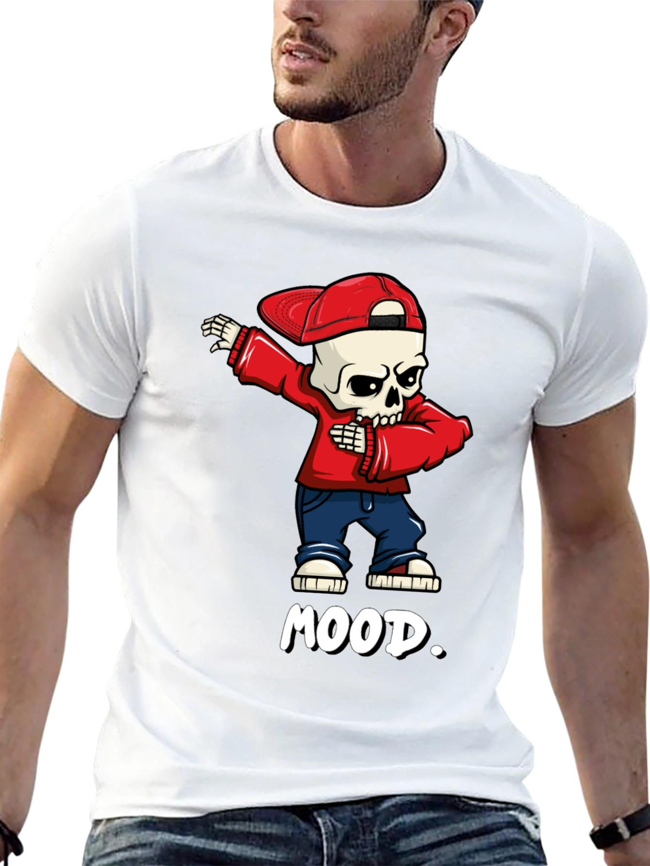 Black Mood Skeleton Dab Graphic Tee - Trendy Streetwear view 13