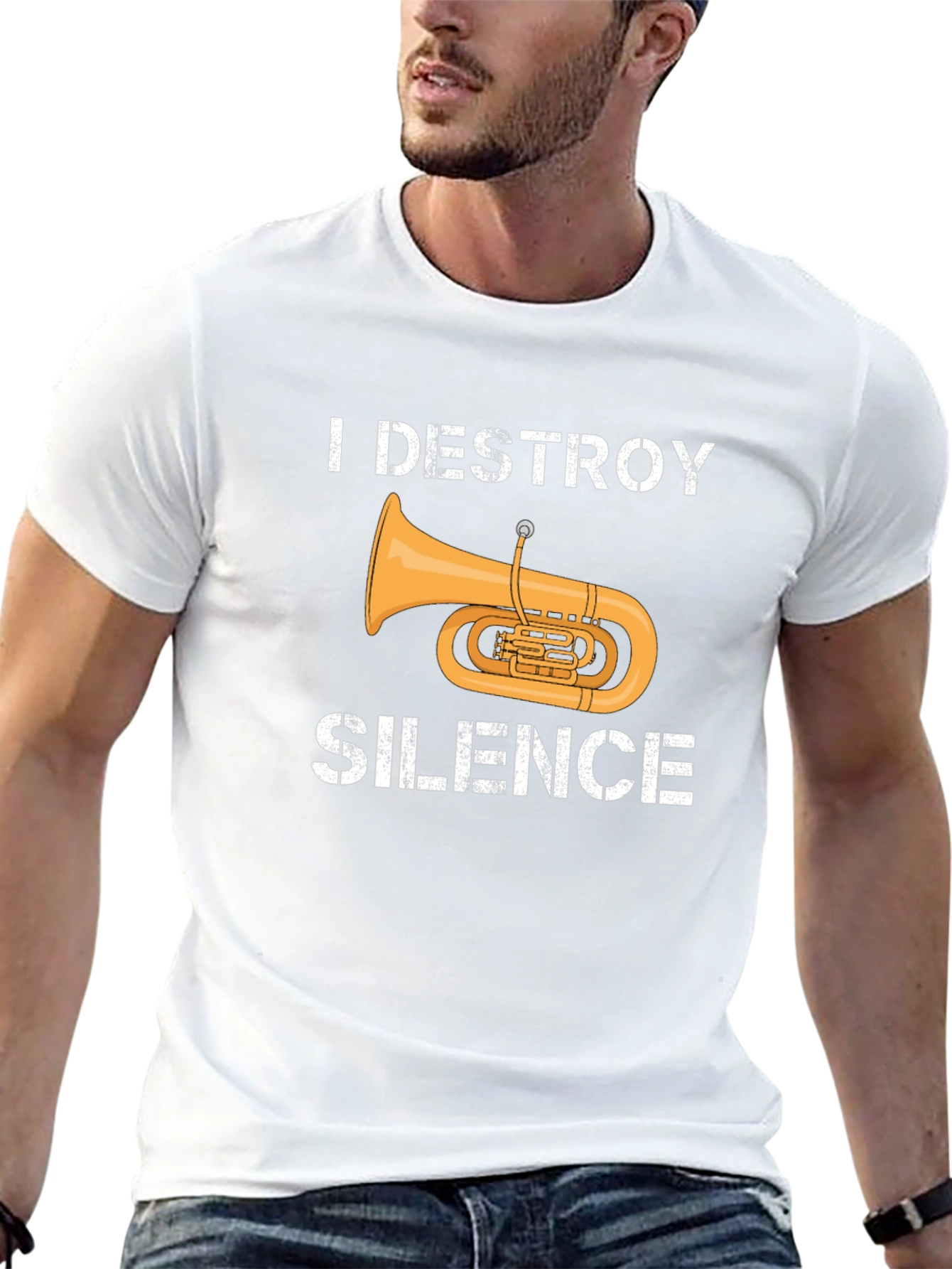 Black I Destroy Silence Tuba Graphic Tee view 13