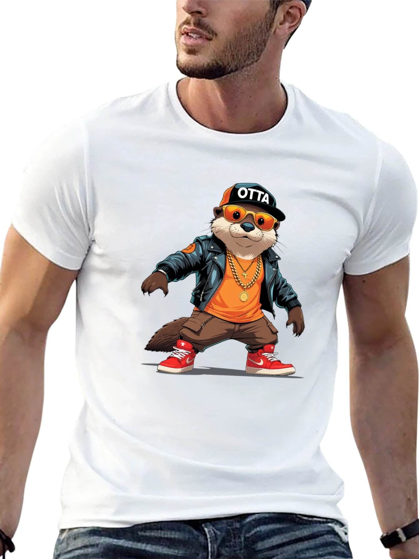 Black Cool Otter Graphic Tee view 13