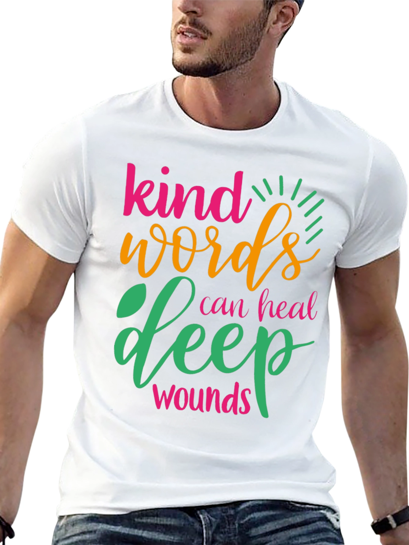 Black Kind Words Can Heal Deep Wounds Graphic Tee view 13
