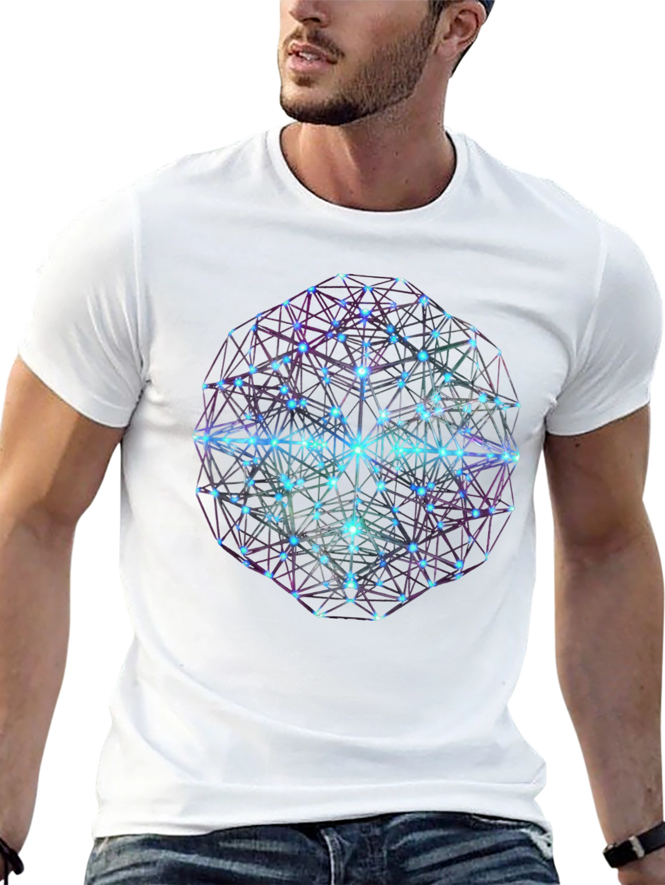 Black Geometric Galaxy T-Shirt - Abstract Design view 13