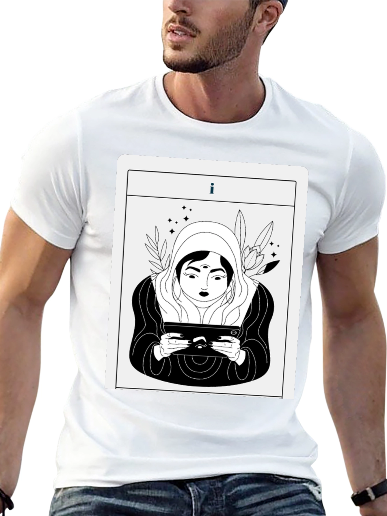 Black Mystic Tablet Tarot Graphic Tee - Black view 13