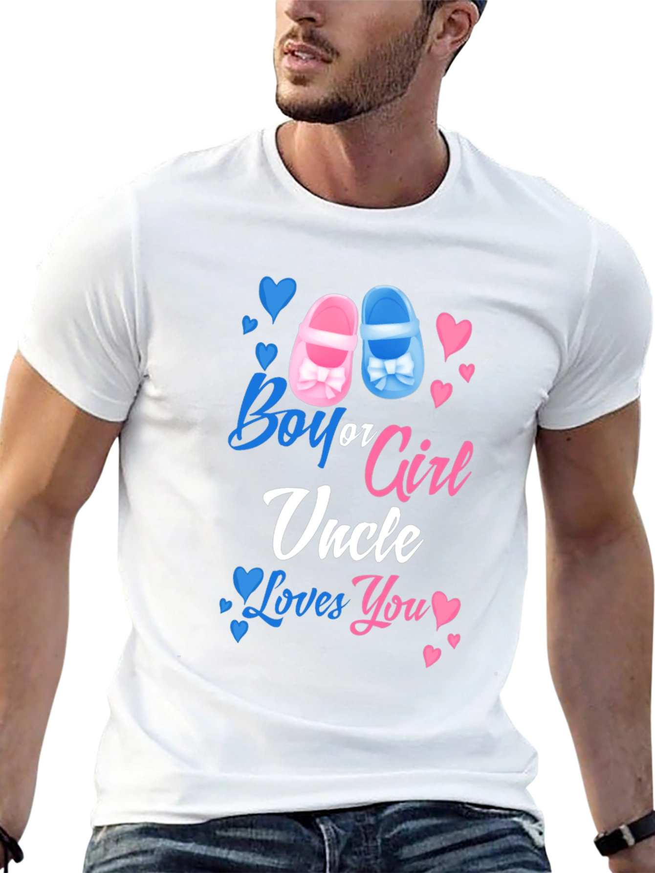 Black Boy or Girl Uncle Loves You Gender Reveal T-Shirt view 13