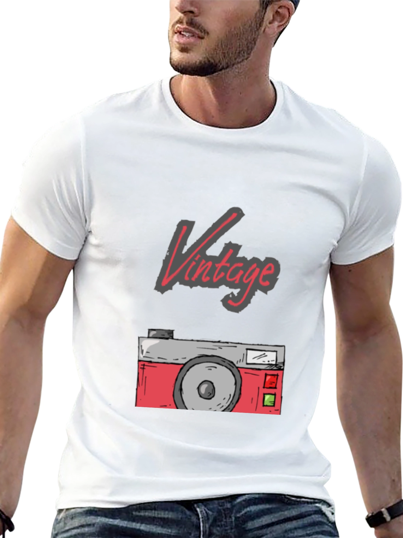 Black Vintage Camera Graphic Tee - Retro Style view 13