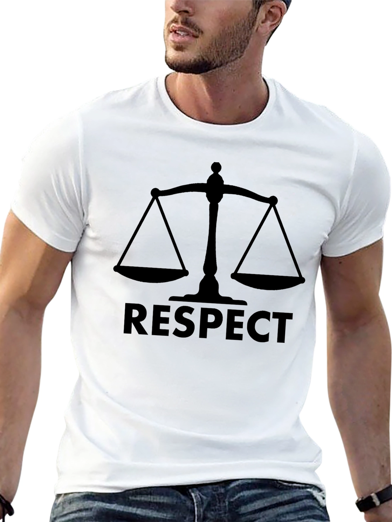 Black Respect Graphic T-Shirt - Scales of Justice Design view 13