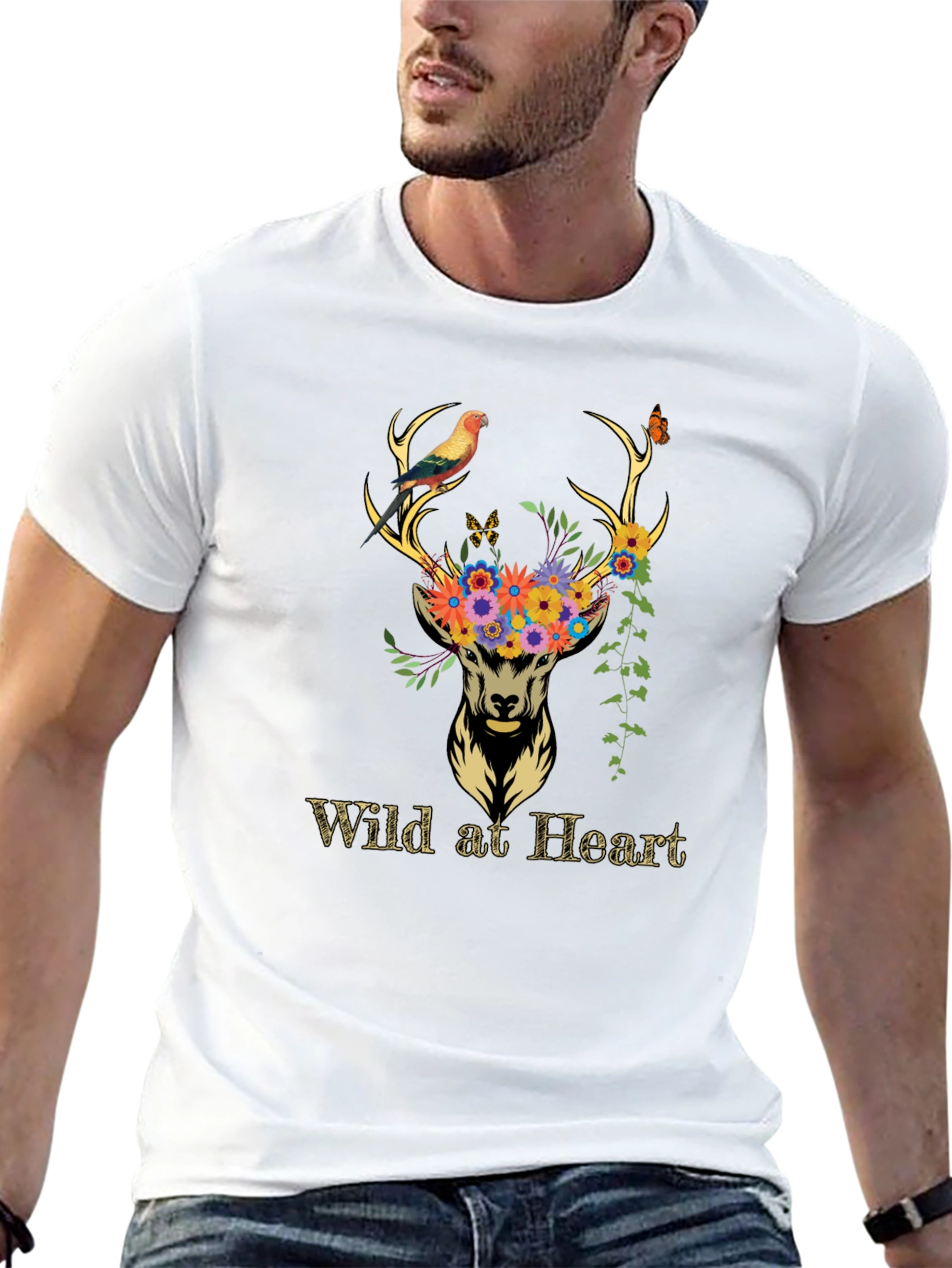 Black Wild at Heart Deer Graphic Tee - Black view 13