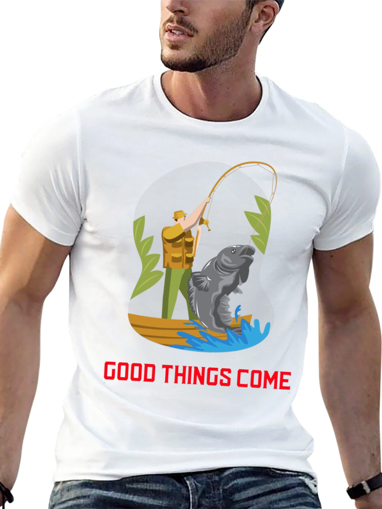 Black Fishing Graphic Tee - Good Things Come T-Shirt view 13
