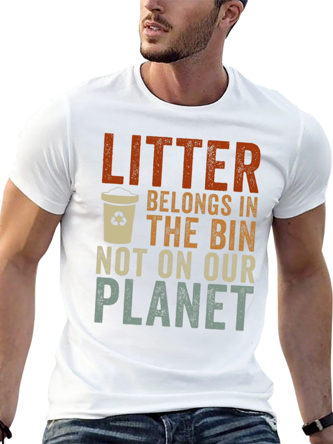 Black Litter Belongs In The Bin Graphic T-Shirt view 13