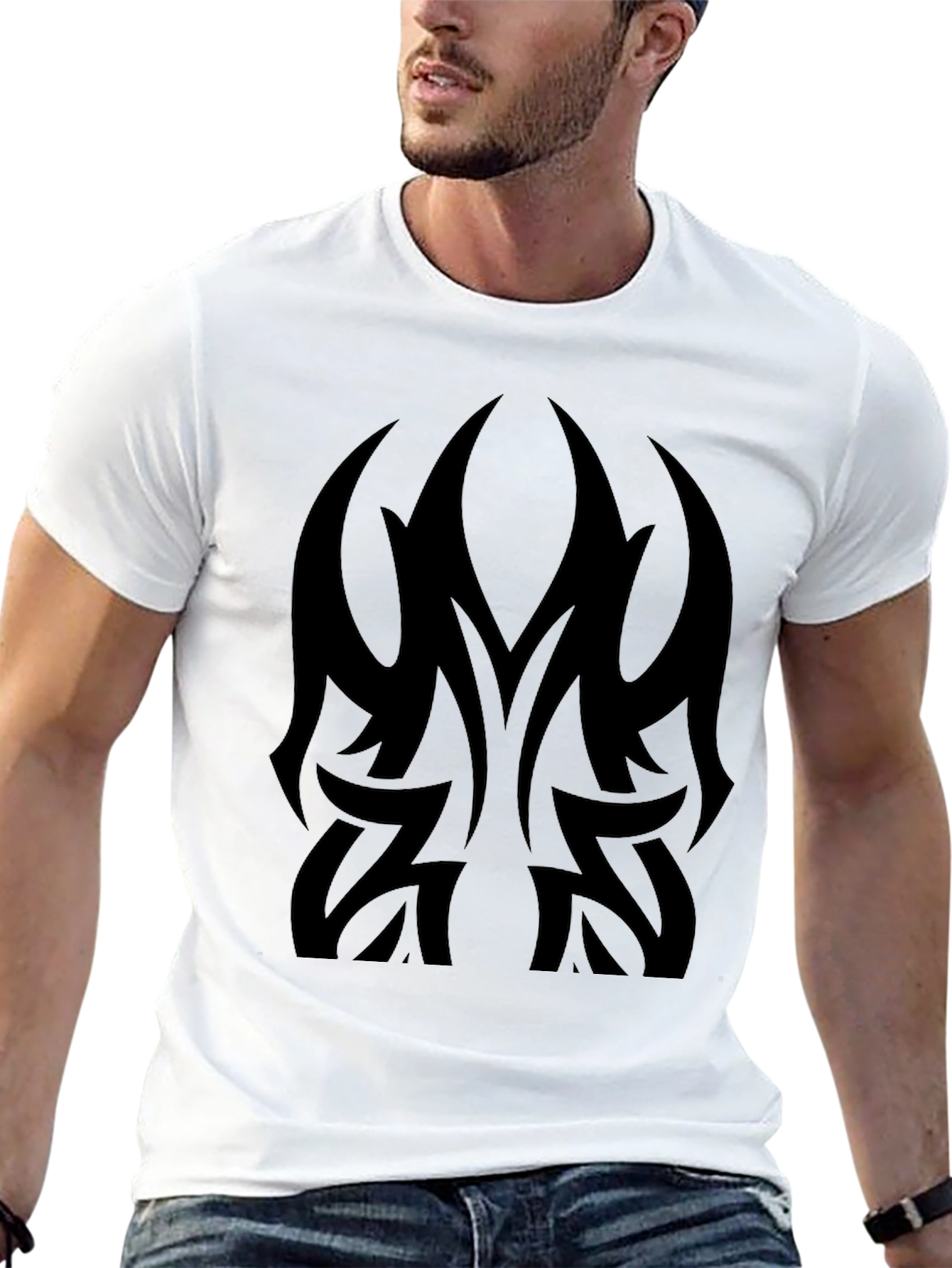 Black Tribal Tattoo Graphic Black T-Shirt view 13