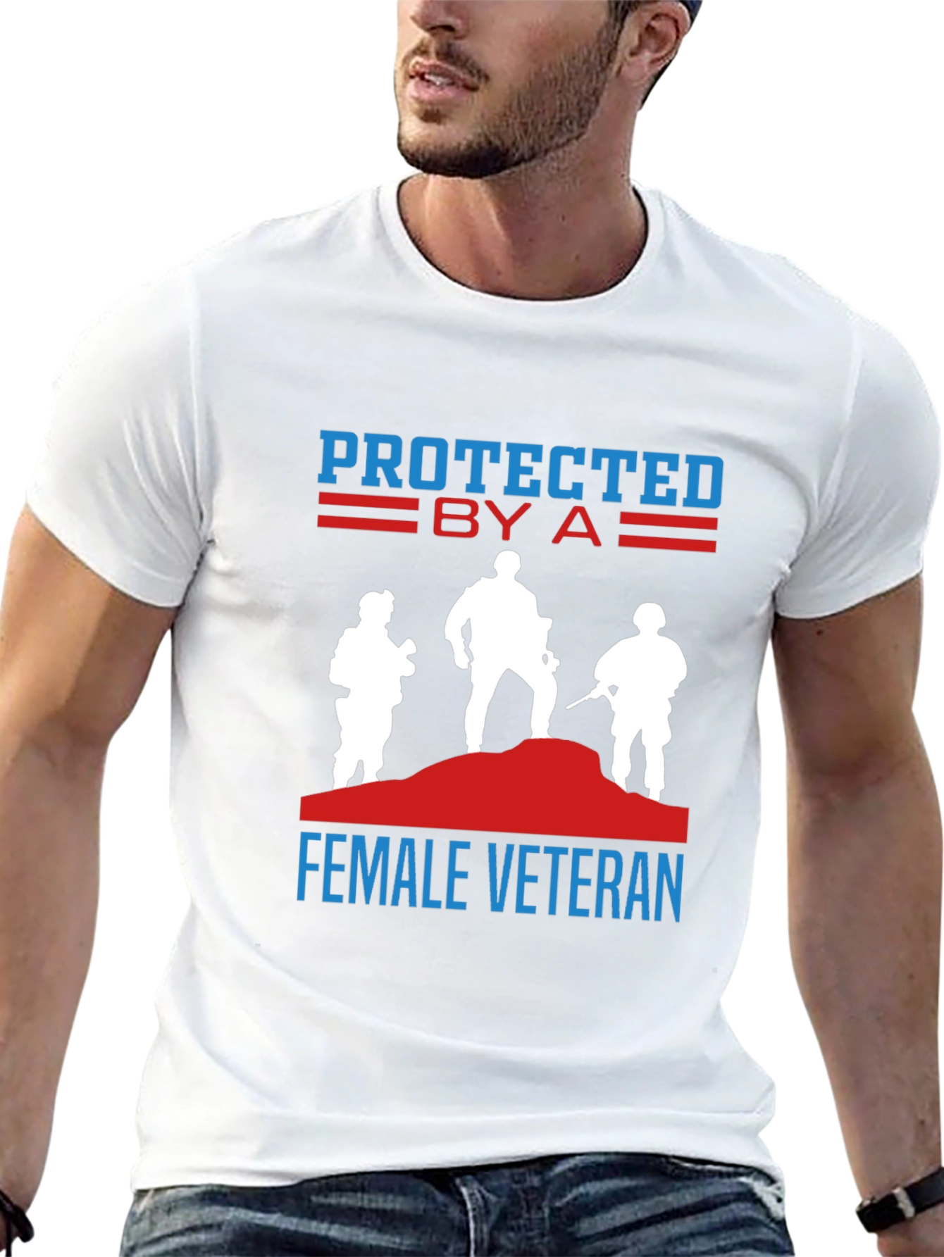 Black Protected by a Female Veteran T-Shirt view 13
