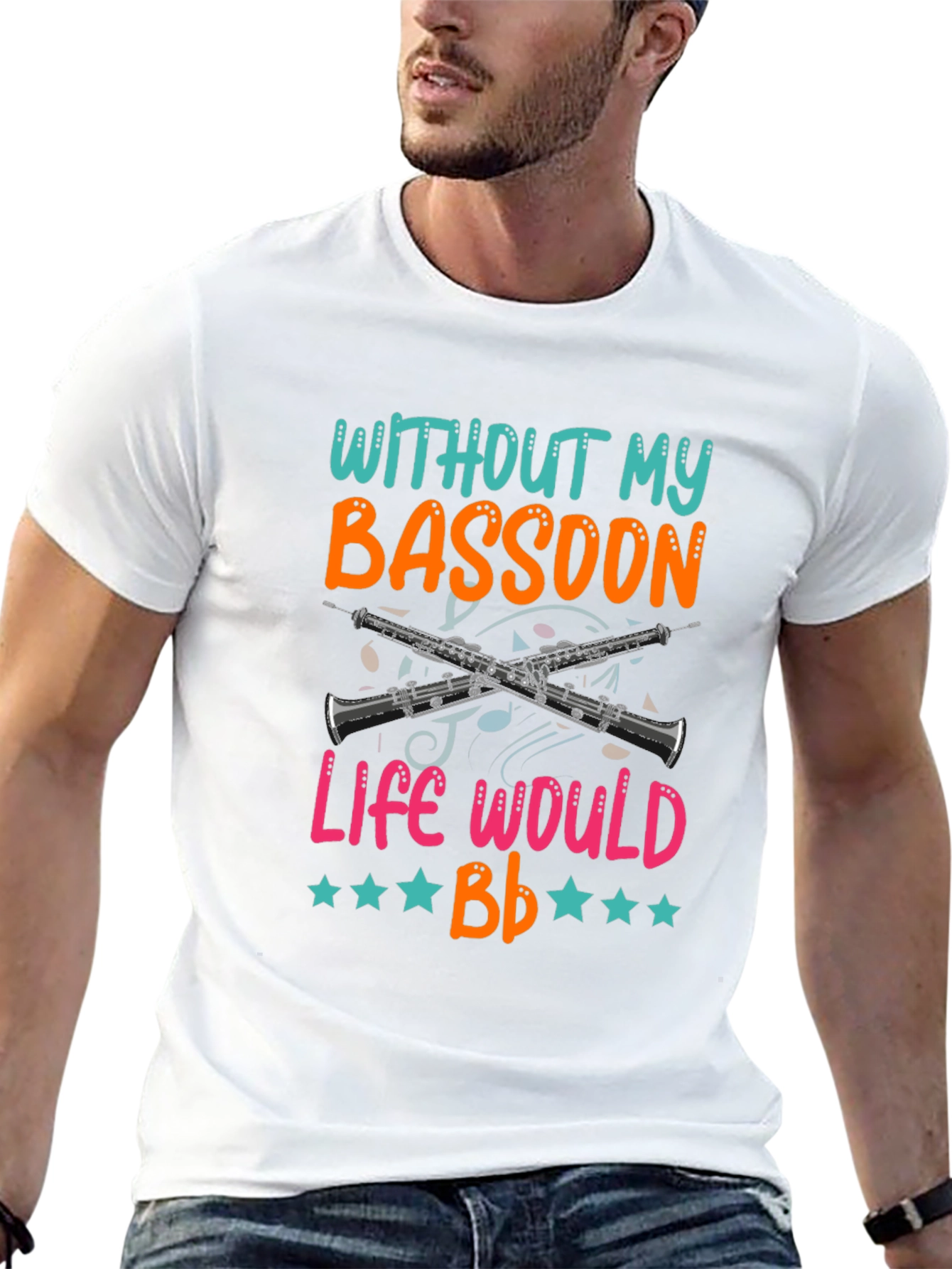 Black Bassoon Lover T-Shirt - Without My Bassoon Life Would Bb Funny Tee view 13