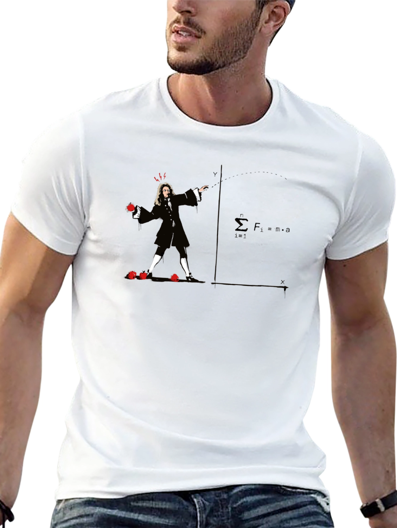 Black Newton's Apple T-Shirt - Physics Humor view 13