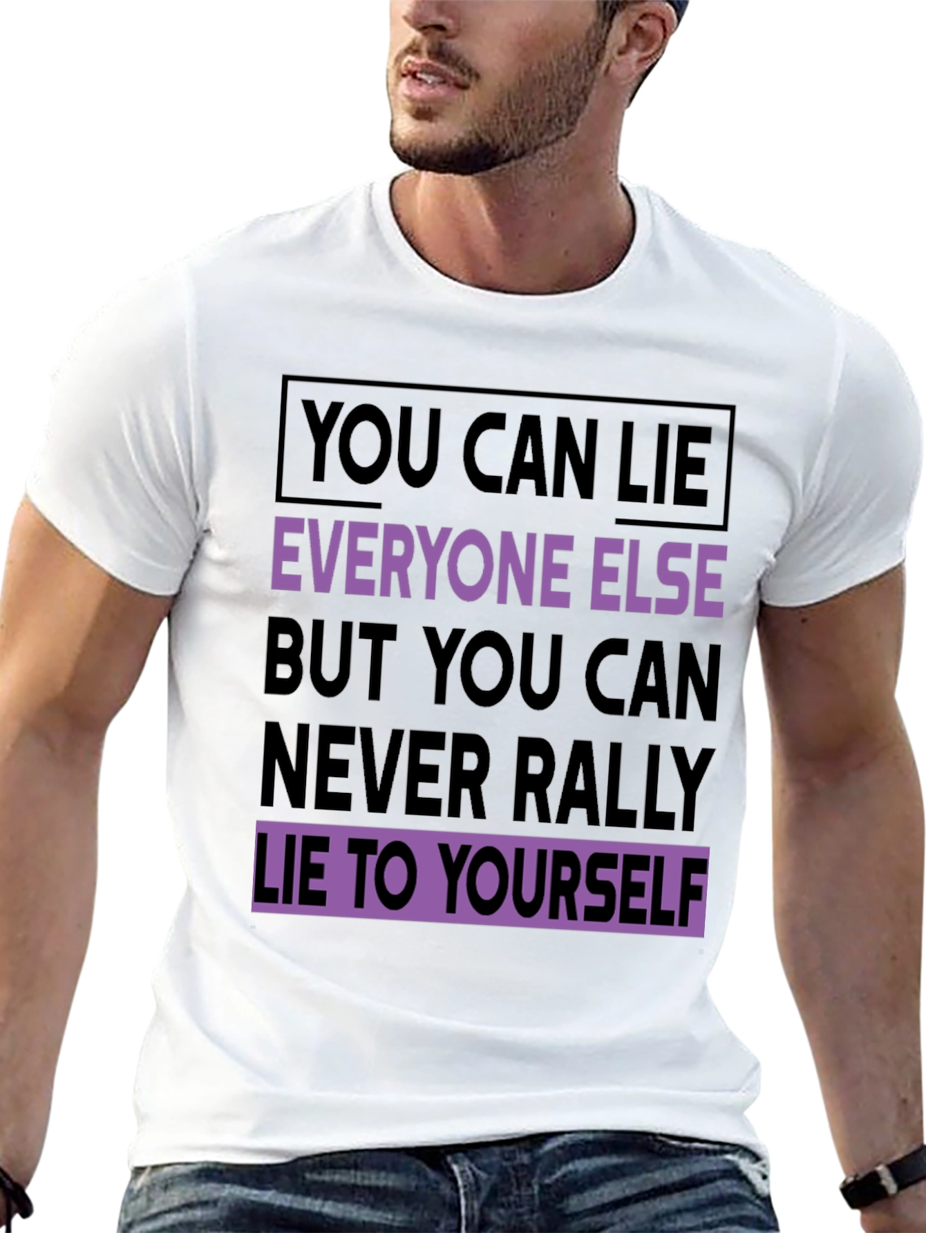 Black Motivational T-Shirt: Never Lie To Yourself - Black view 13