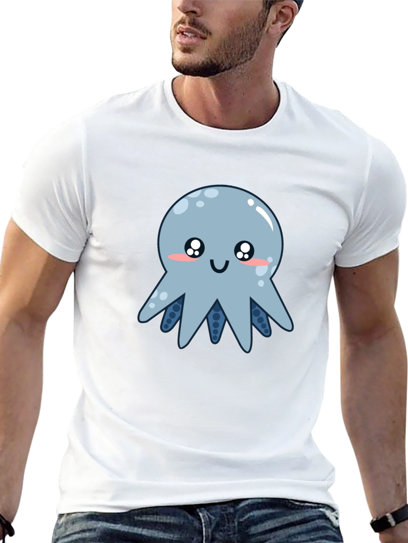 Black Cute Octopus Graphic T-Shirt - Black view 13
