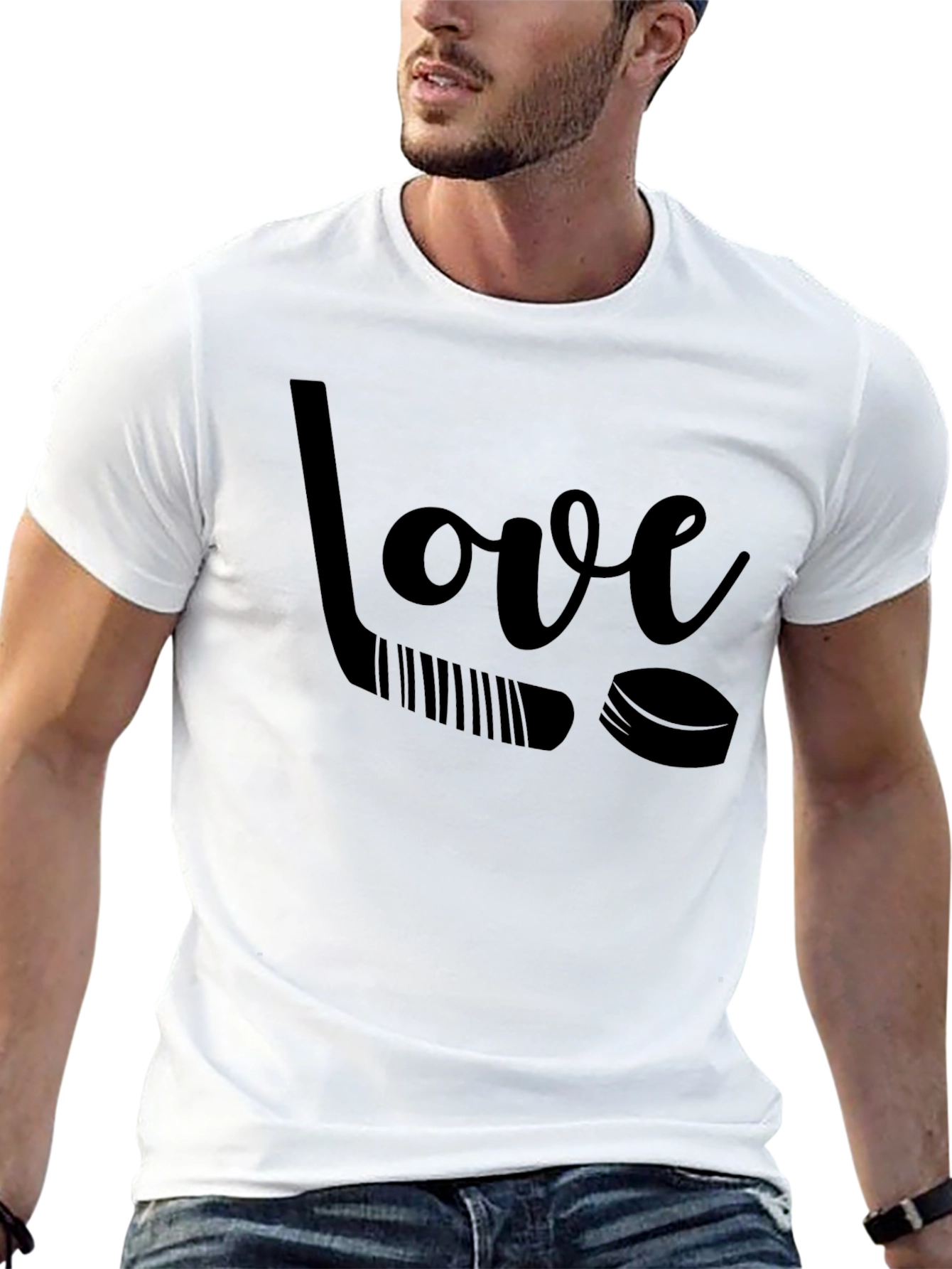 Black Love Hockey Graphic Tee - Black Unisex T-Shirt view 13