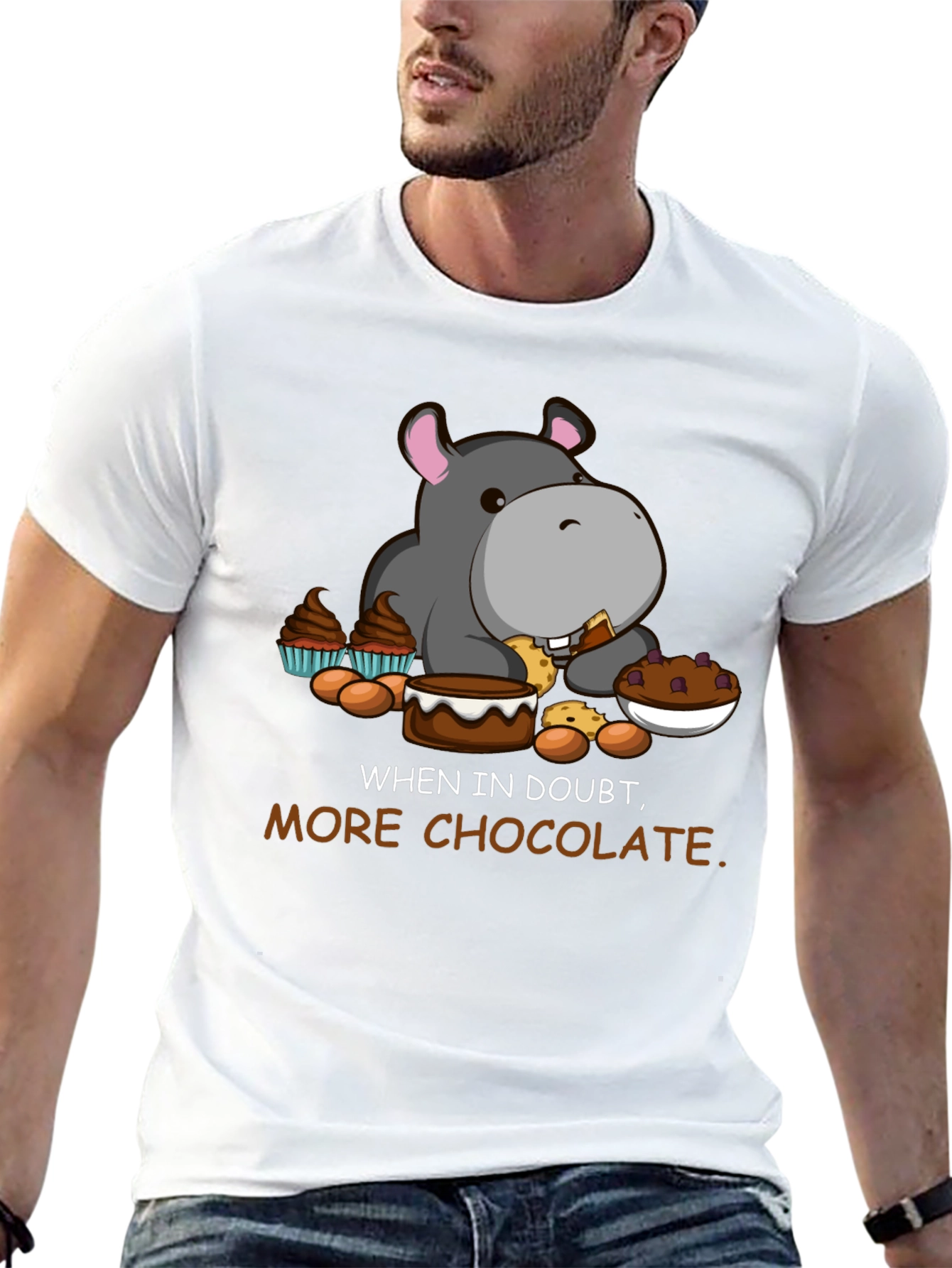 Black Chocolate Hippo T-Shirt - Funny Cartoon Tee view 13