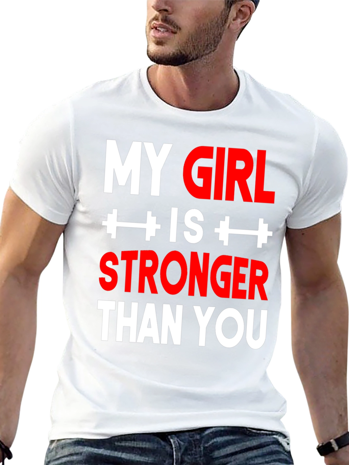 Black My Girl is Stronger Than You - Funny Gym T-Shirt view 13