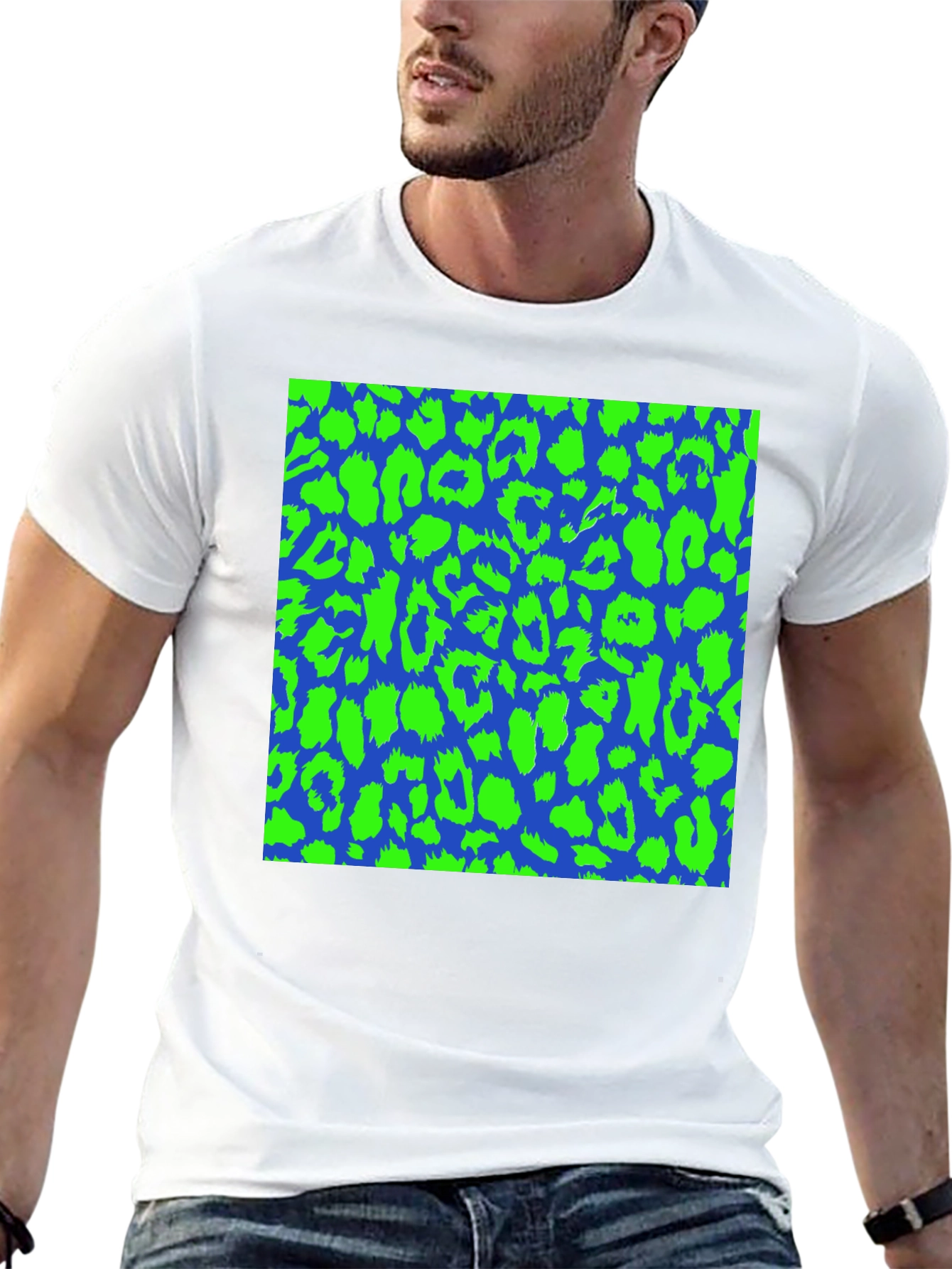 Black Blue & Green Leopard Print Tee - Bold Style view 13