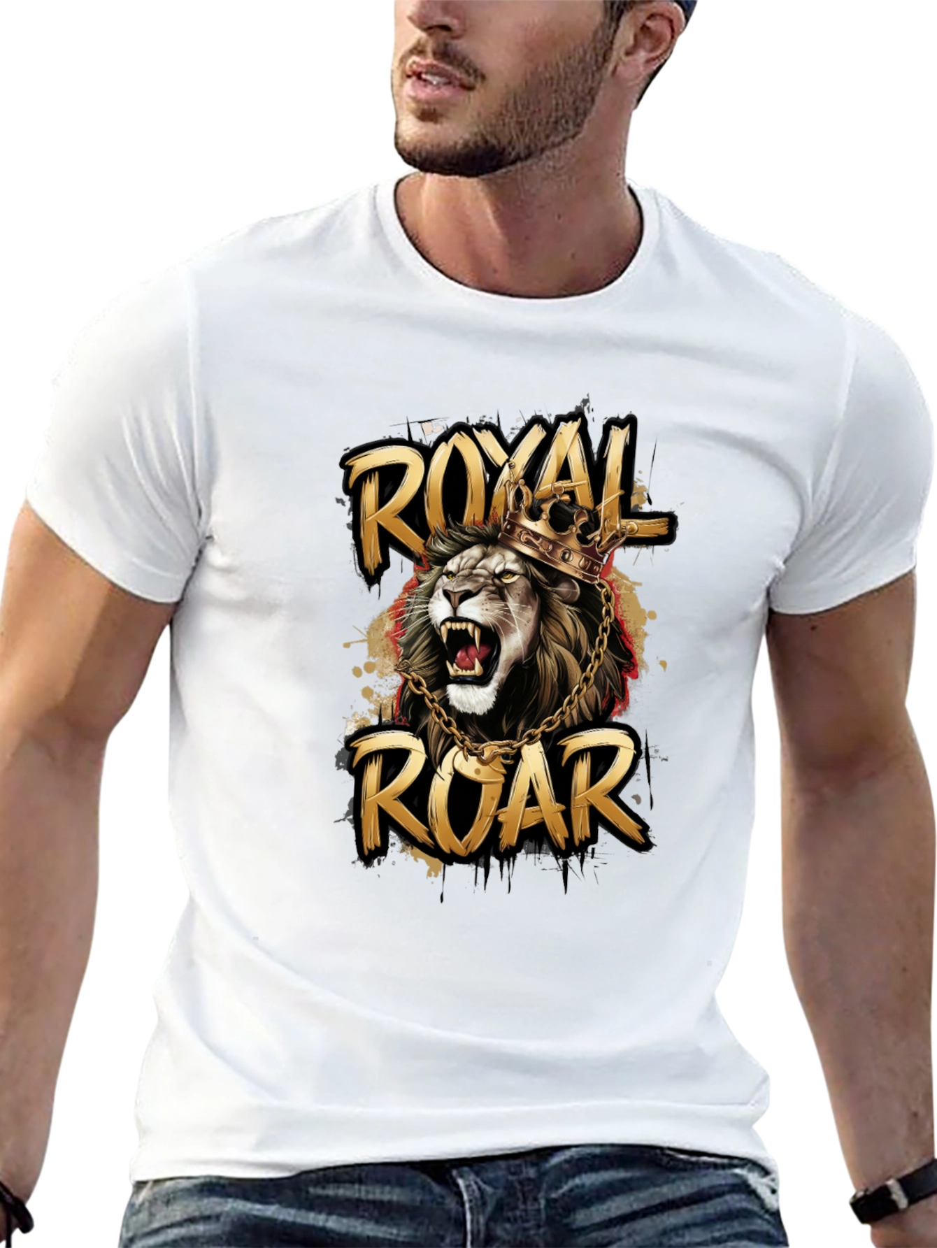 Black Royal Roar Lion Graphic T-Shirt - Stylish Black Tee view 13