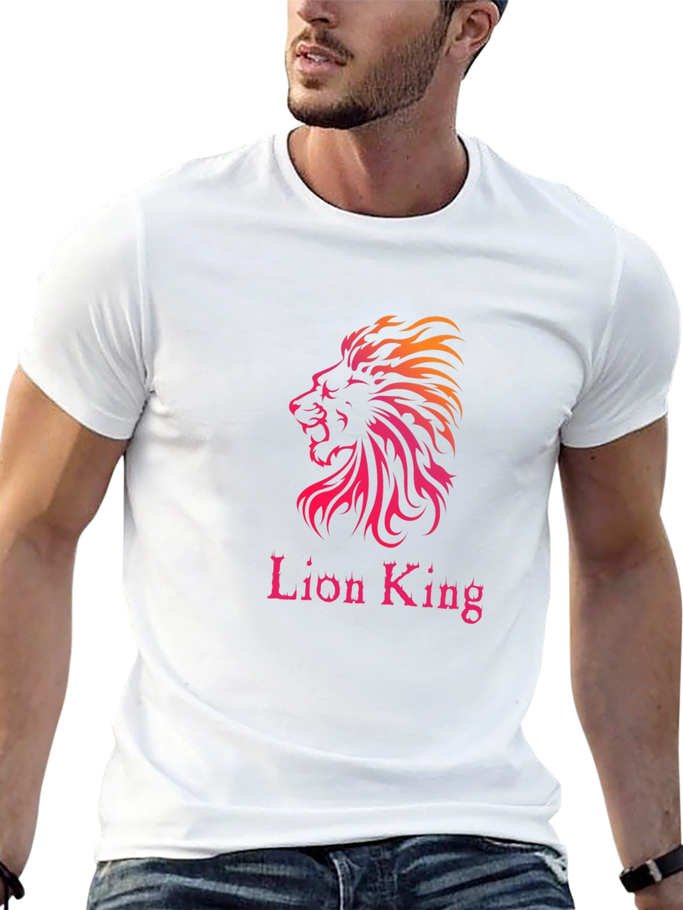 Black Lion King Graphic Print Black T-Shirt view 13